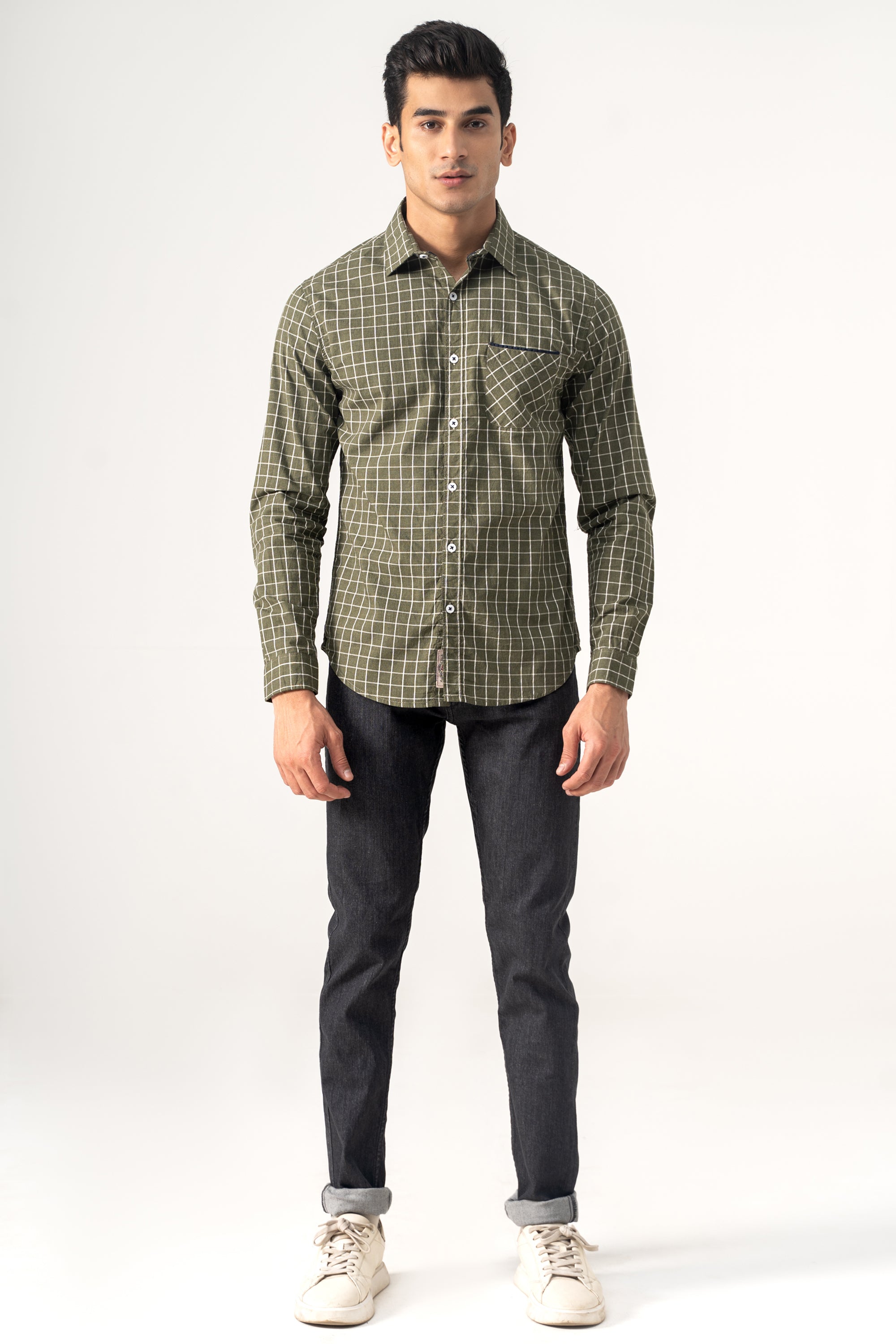 CASUAL SHIRT OLIVE CHECK