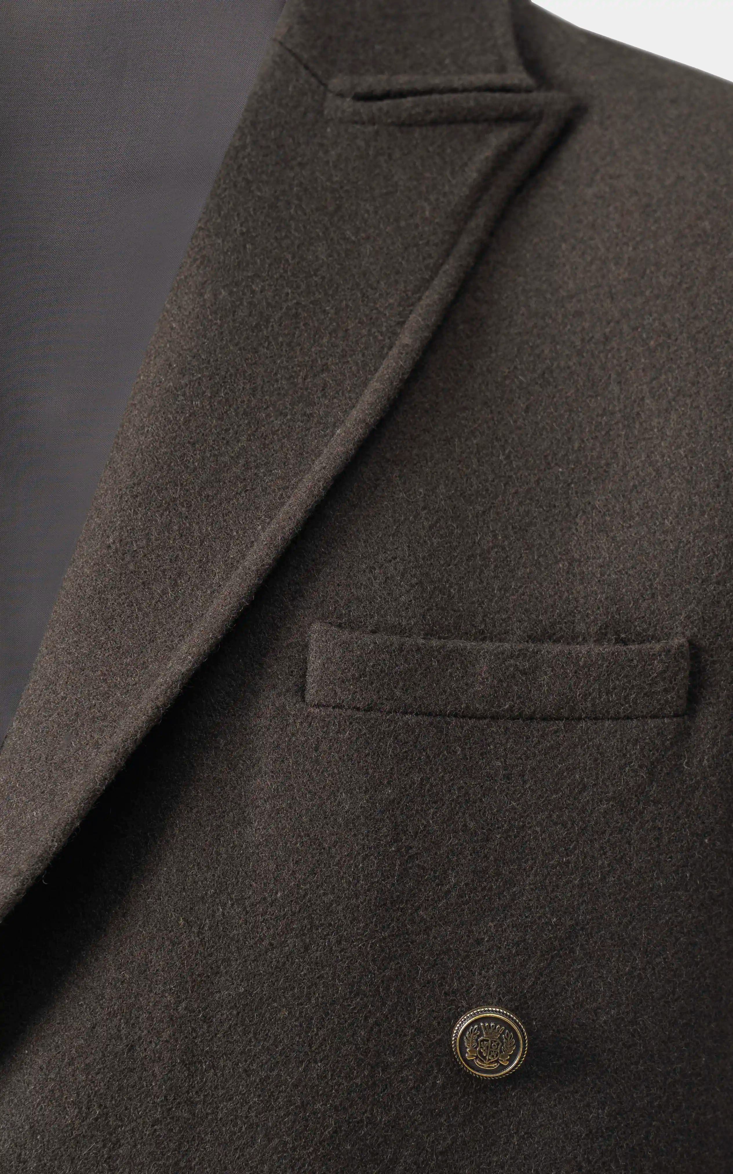 Double-Breasted Long Coat  Dark brown