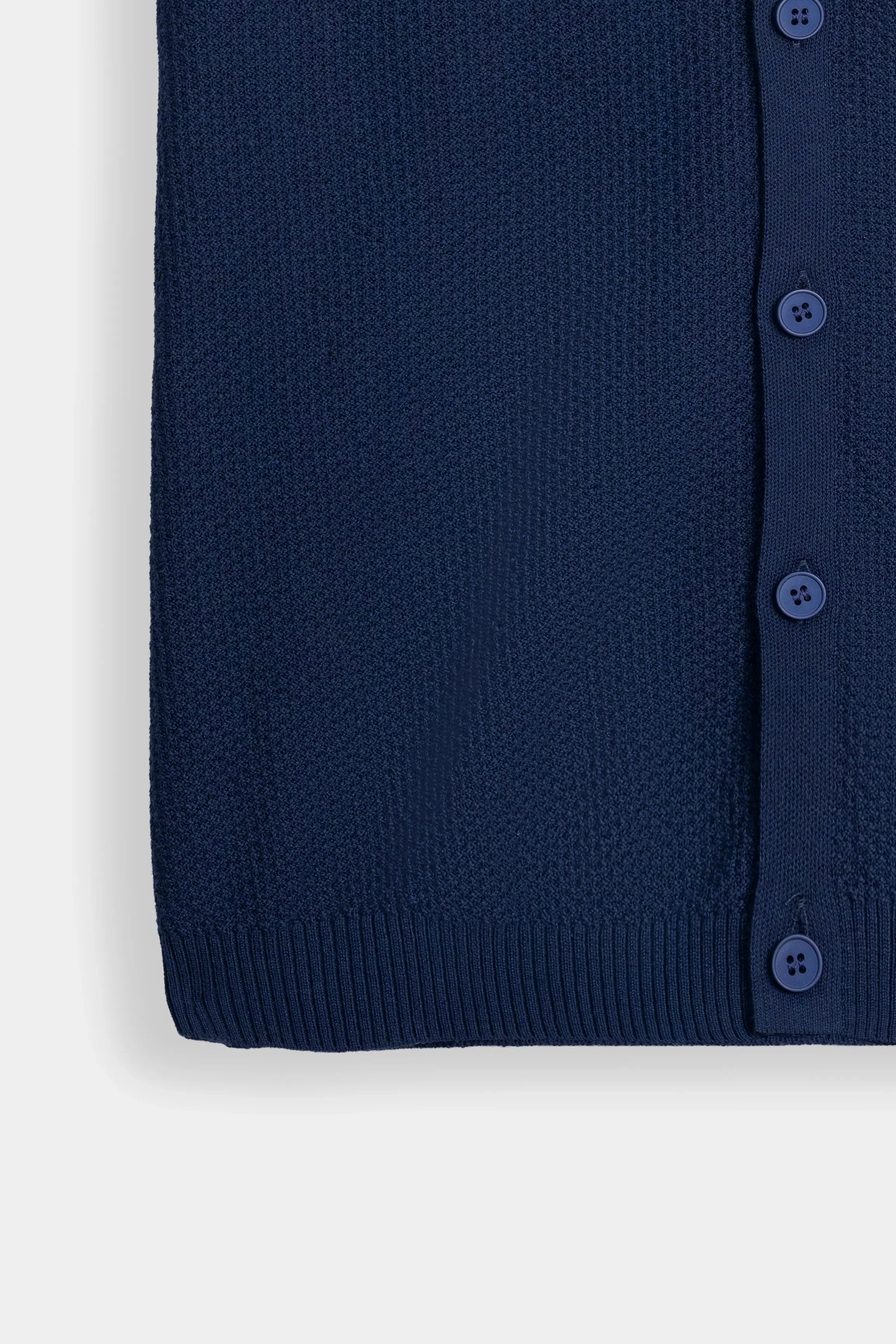 HALF SLEEVE CABLE KNIT CASUAL SHIRT NAVY