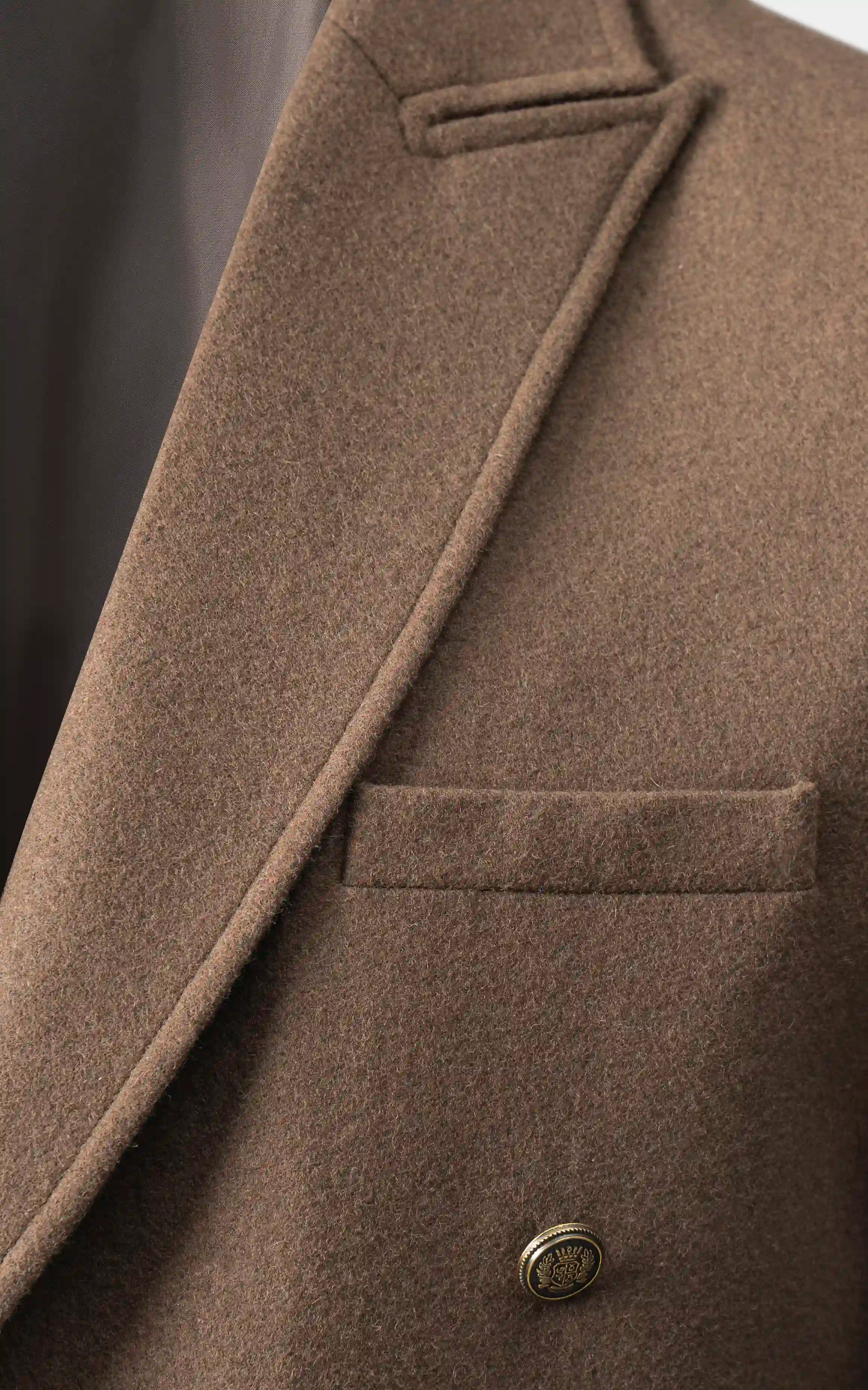 Double-Breasted Long Coat  Brown