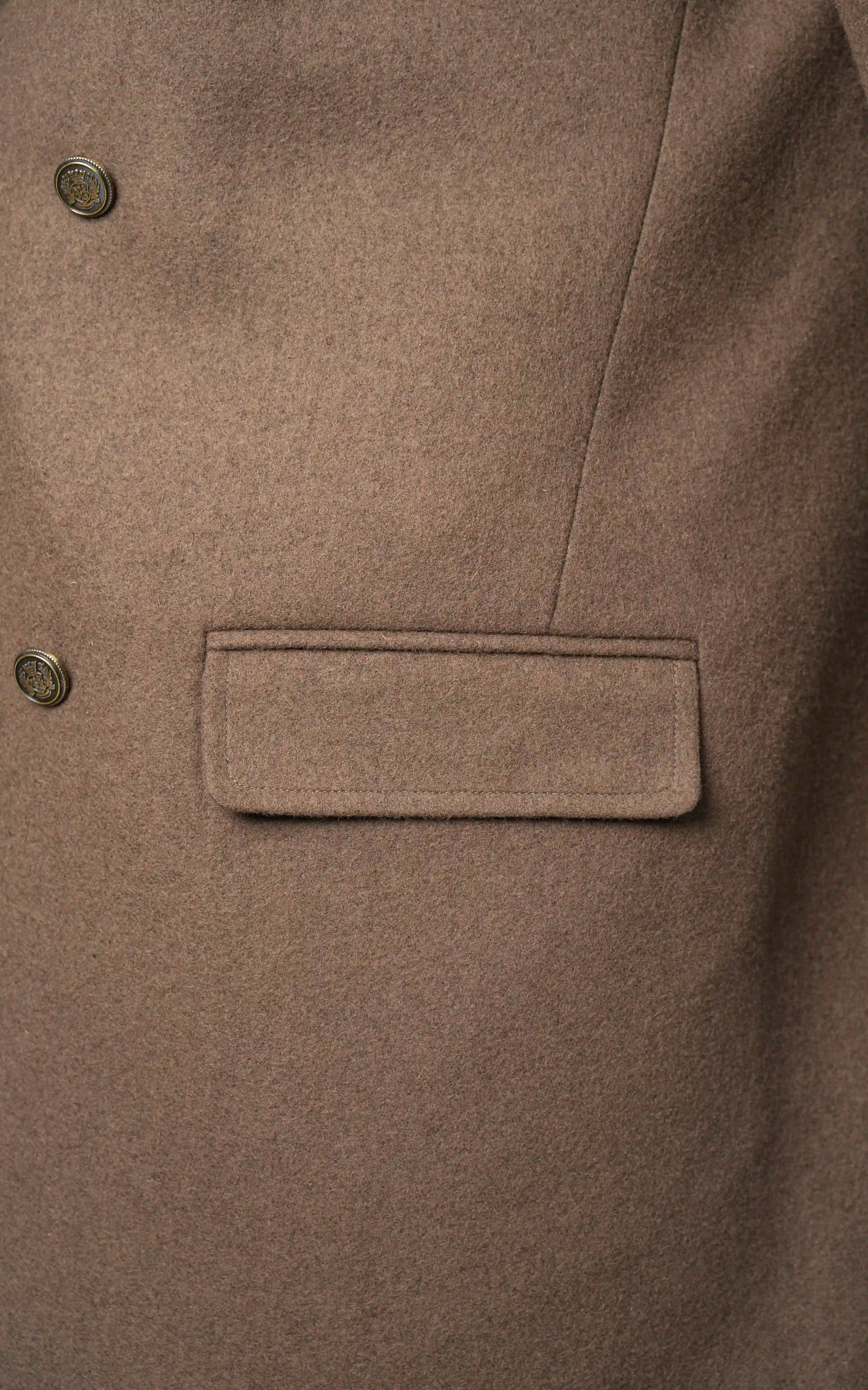 Double-Breasted Long Coat  Brown