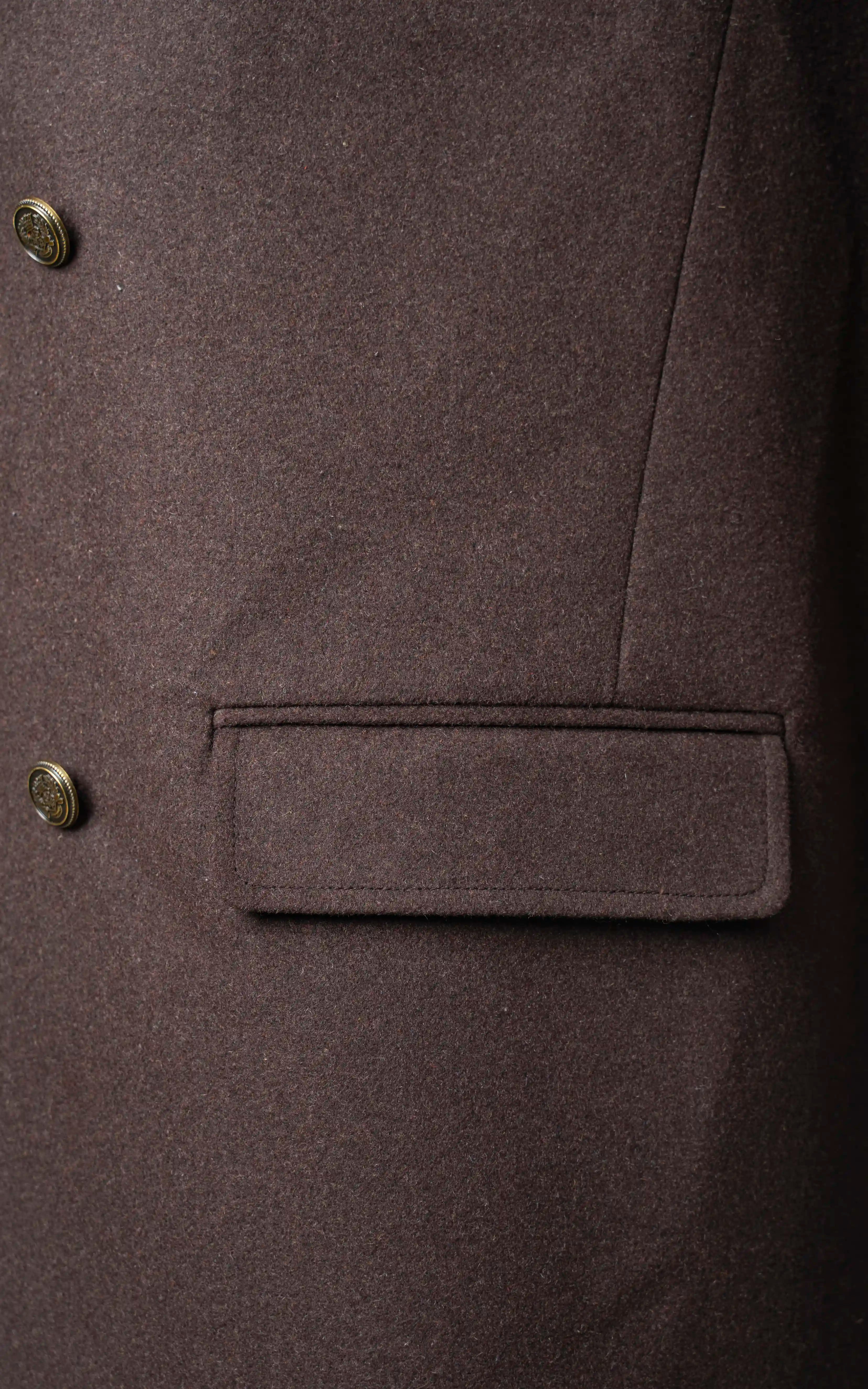 Double-Breasted Long Coat Olive