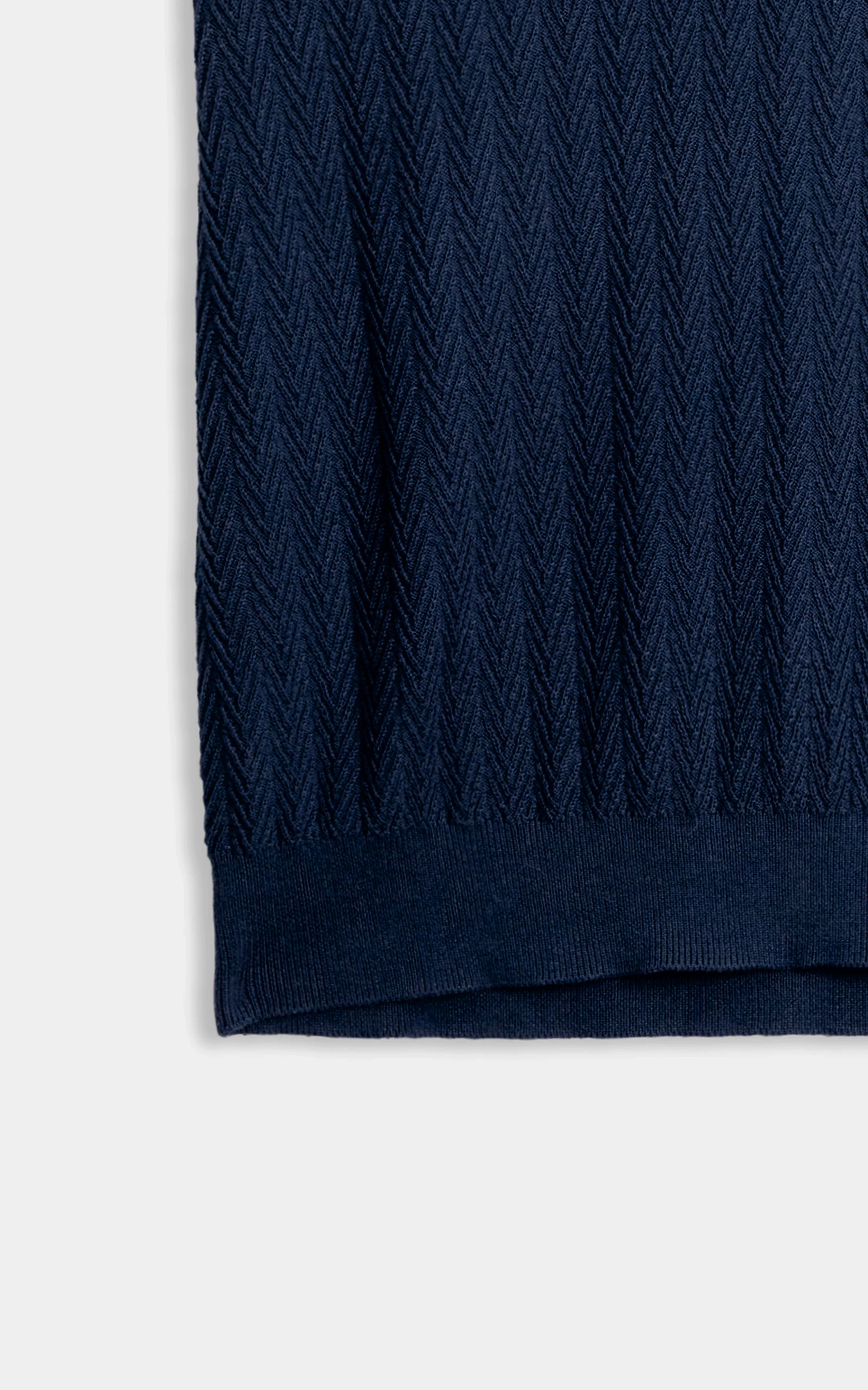 SWEATER KNIT SELF STRIPED CREW  NECK T SHIRT NAVY