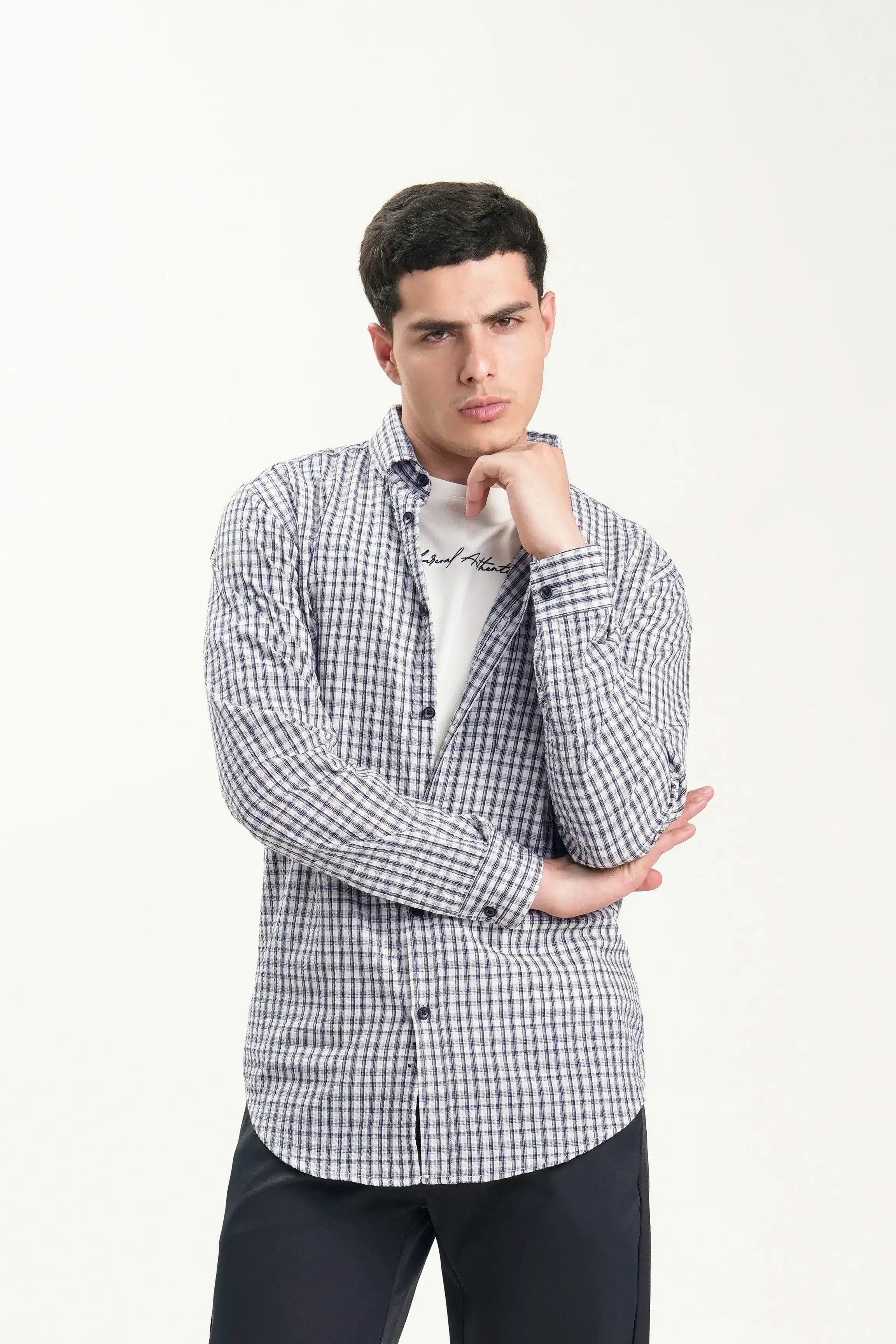 SMART FIT CASUAL SHIRT BEIGE CHECK