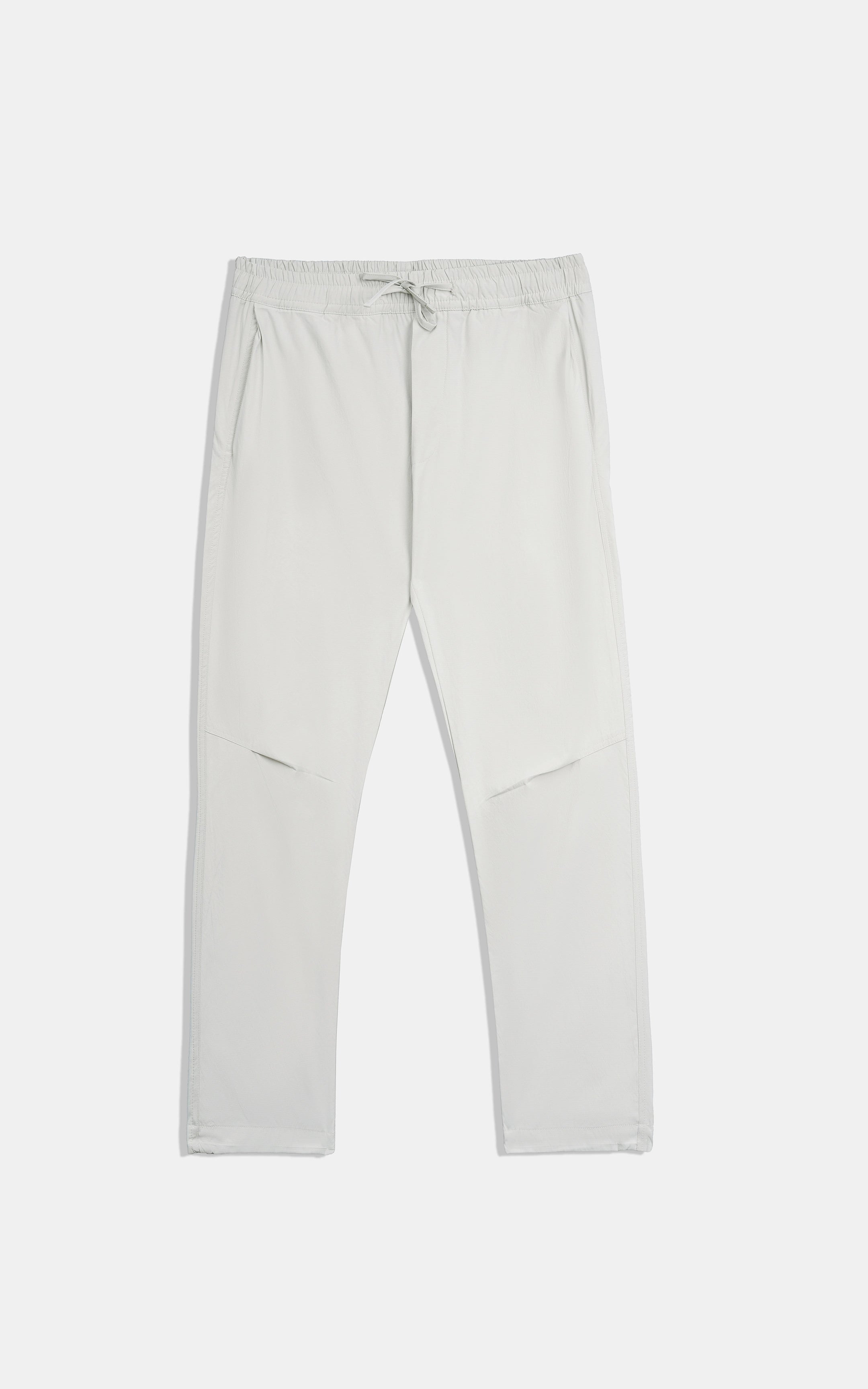Stone loose-fit casual trousers, drawstring elastic waistband, ankle-length