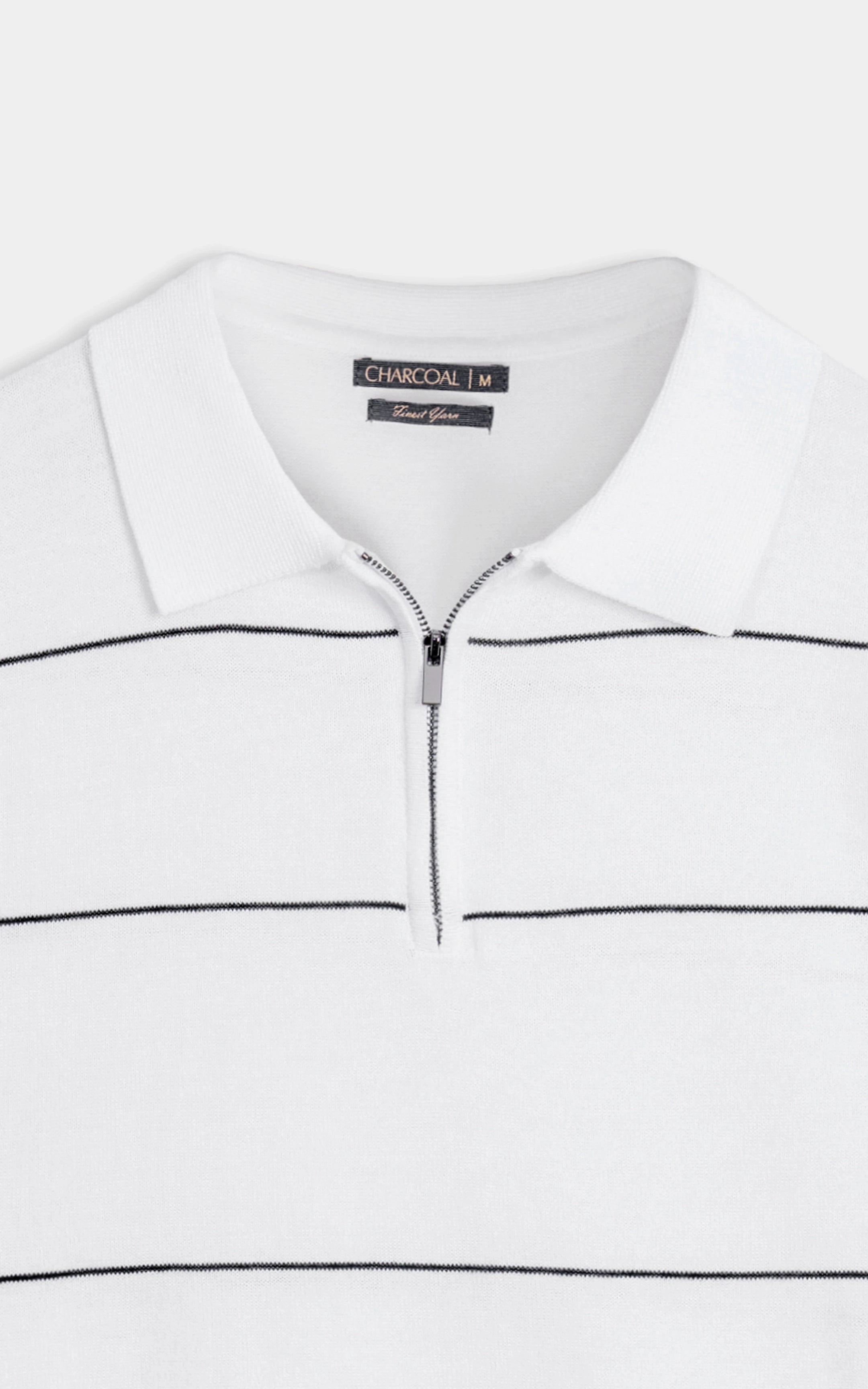 SWEATER KNIT ZIPPER POLO OFF WHITE