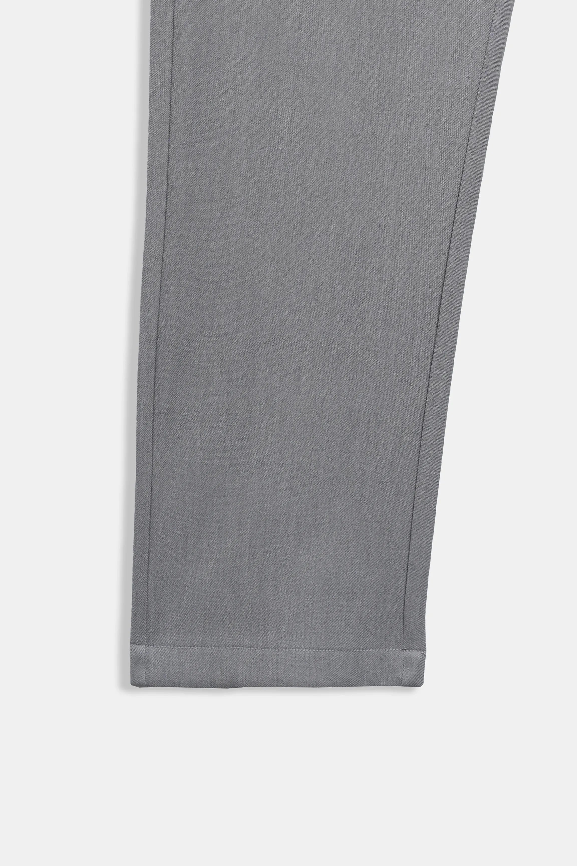 Grey straight-fit casual pants with smooth fabric texture and straight leg cut