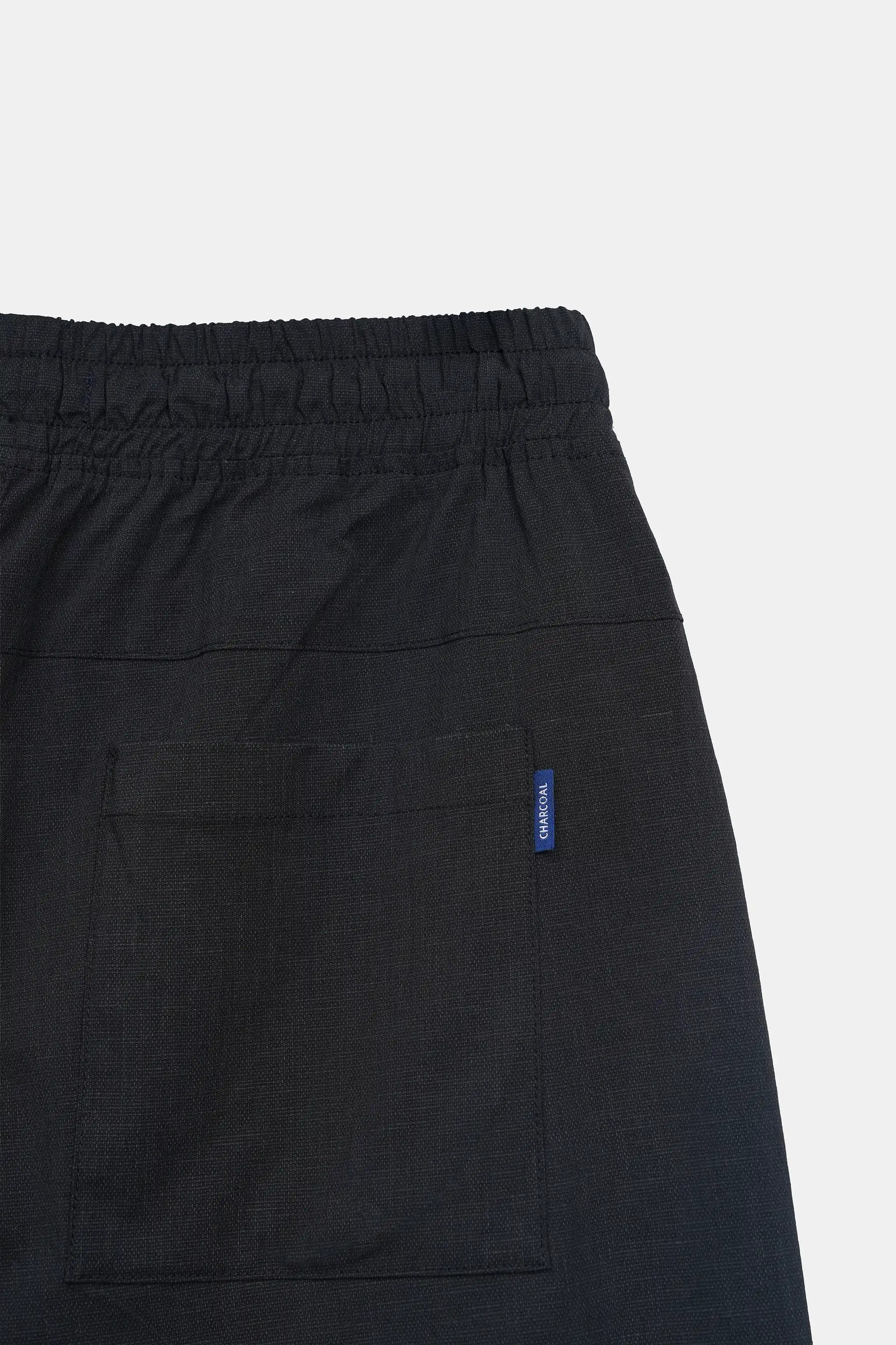 LOOSE FIT TROUSER WITH ELASTICATED WASTBAND BLACK
