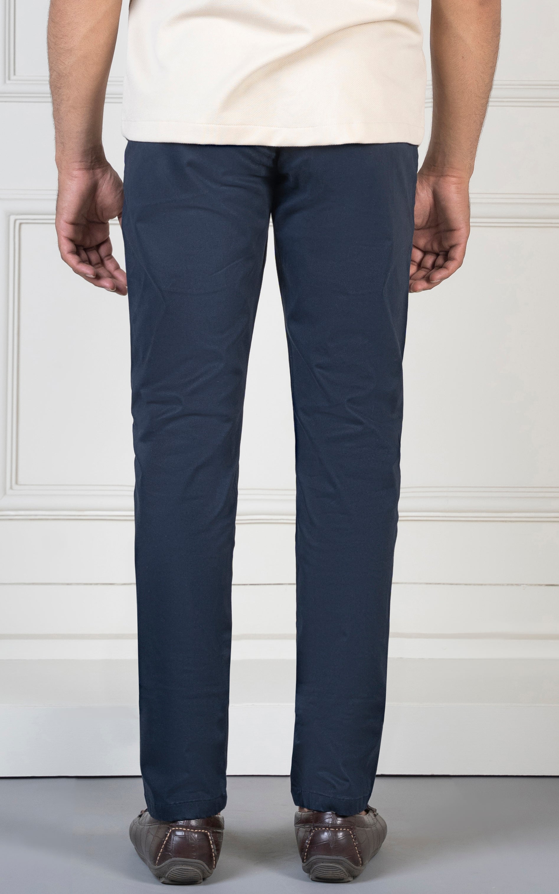 SLIM FIT SATIN PANT NAVY
