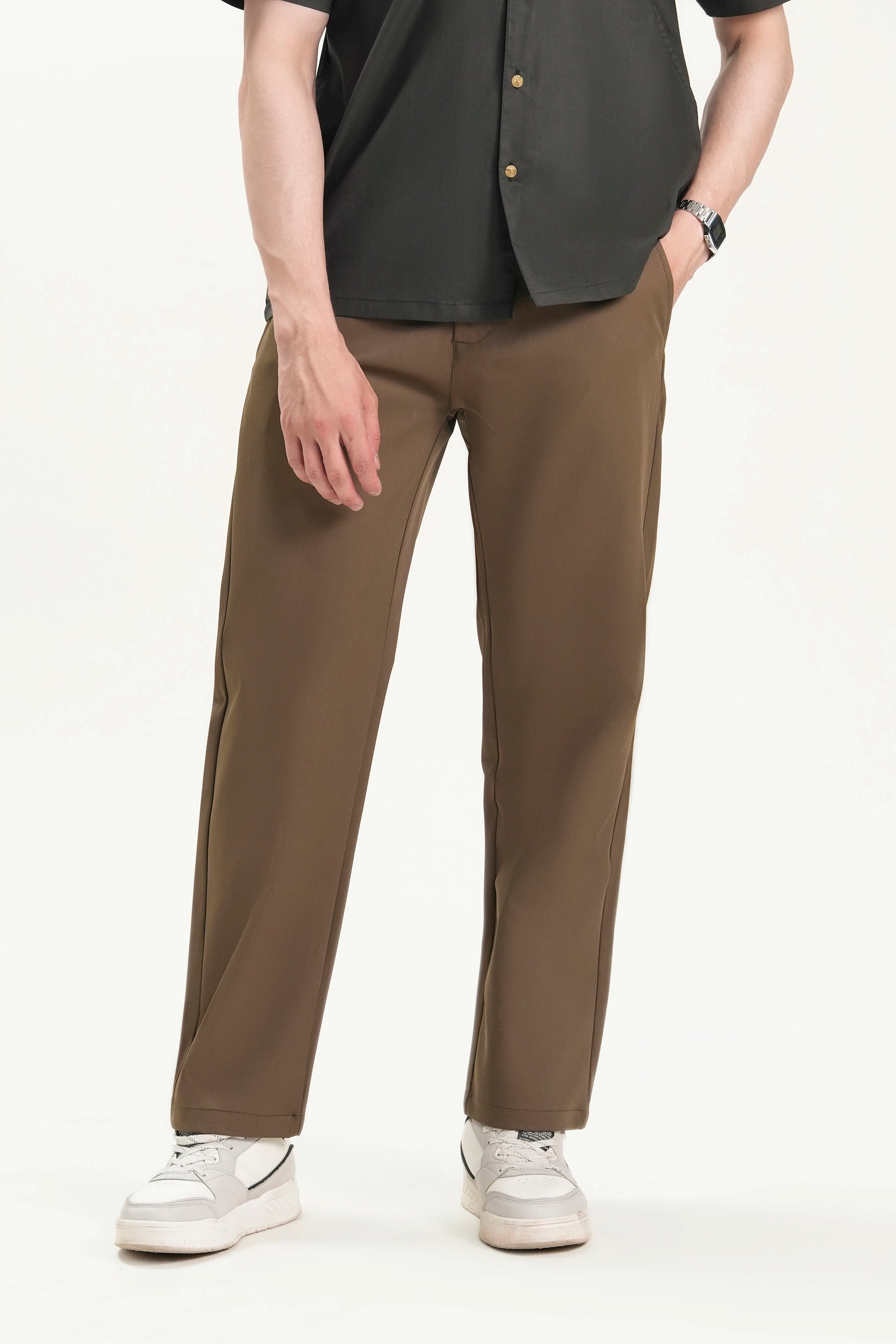 CASUAL PANT REGULAR FIT BROWN