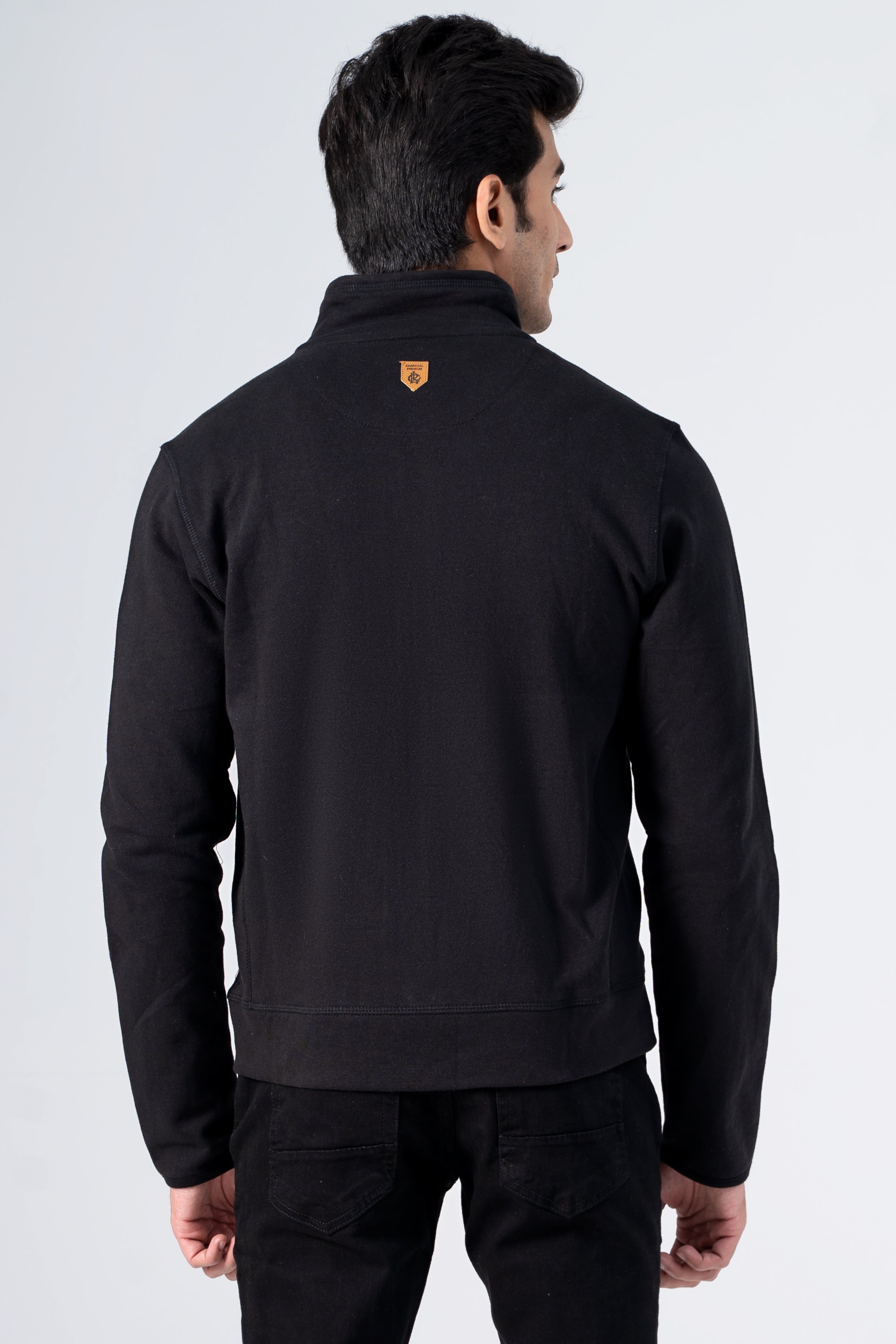 MOCK NECK KNITTED JACKET BLACK