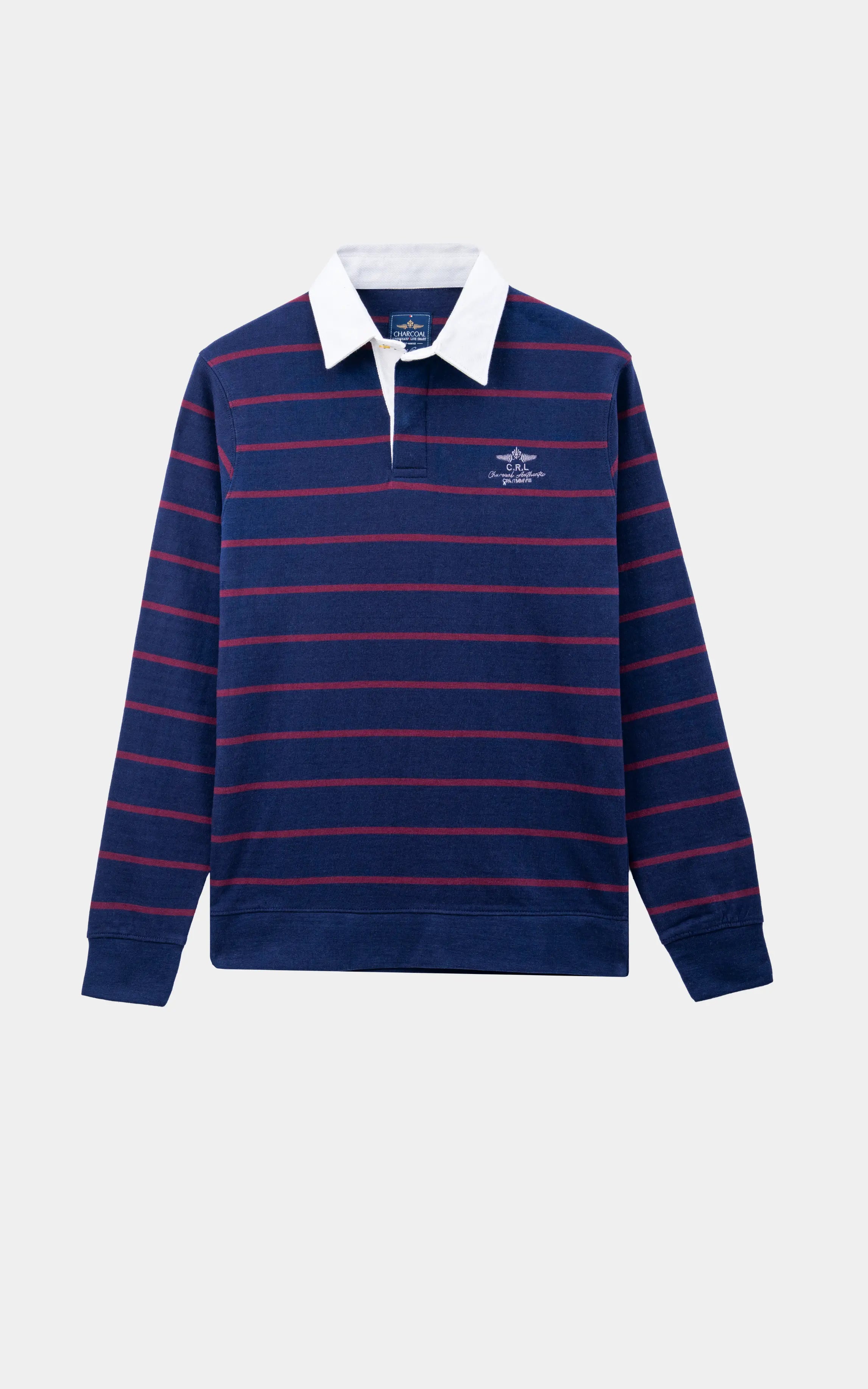 YARN-DYED STRIPED SWEATSHIRT NAVY MAROON