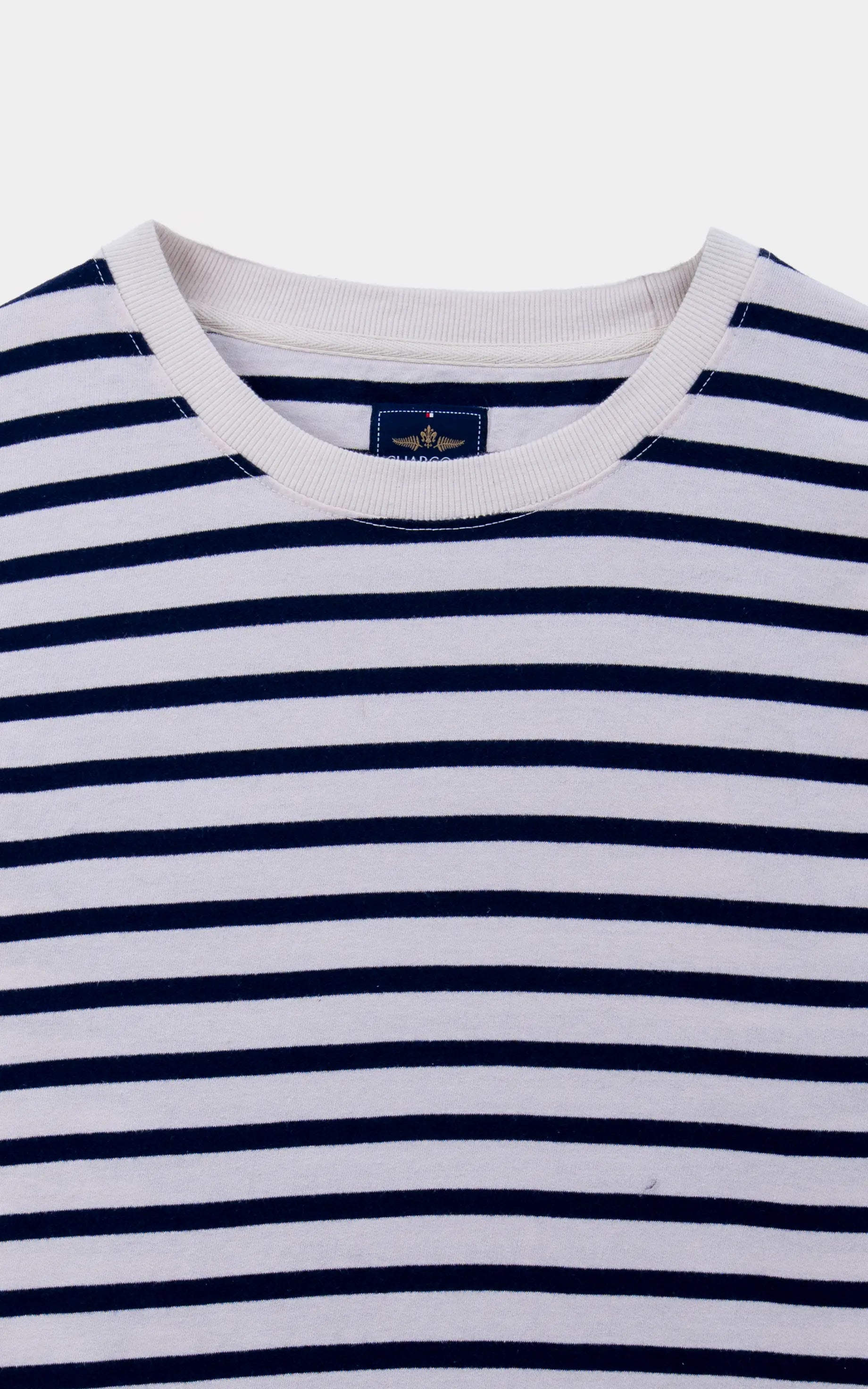 YARN-DYED SWEATSHIRT HEATHER GREY NAVY STRIPED