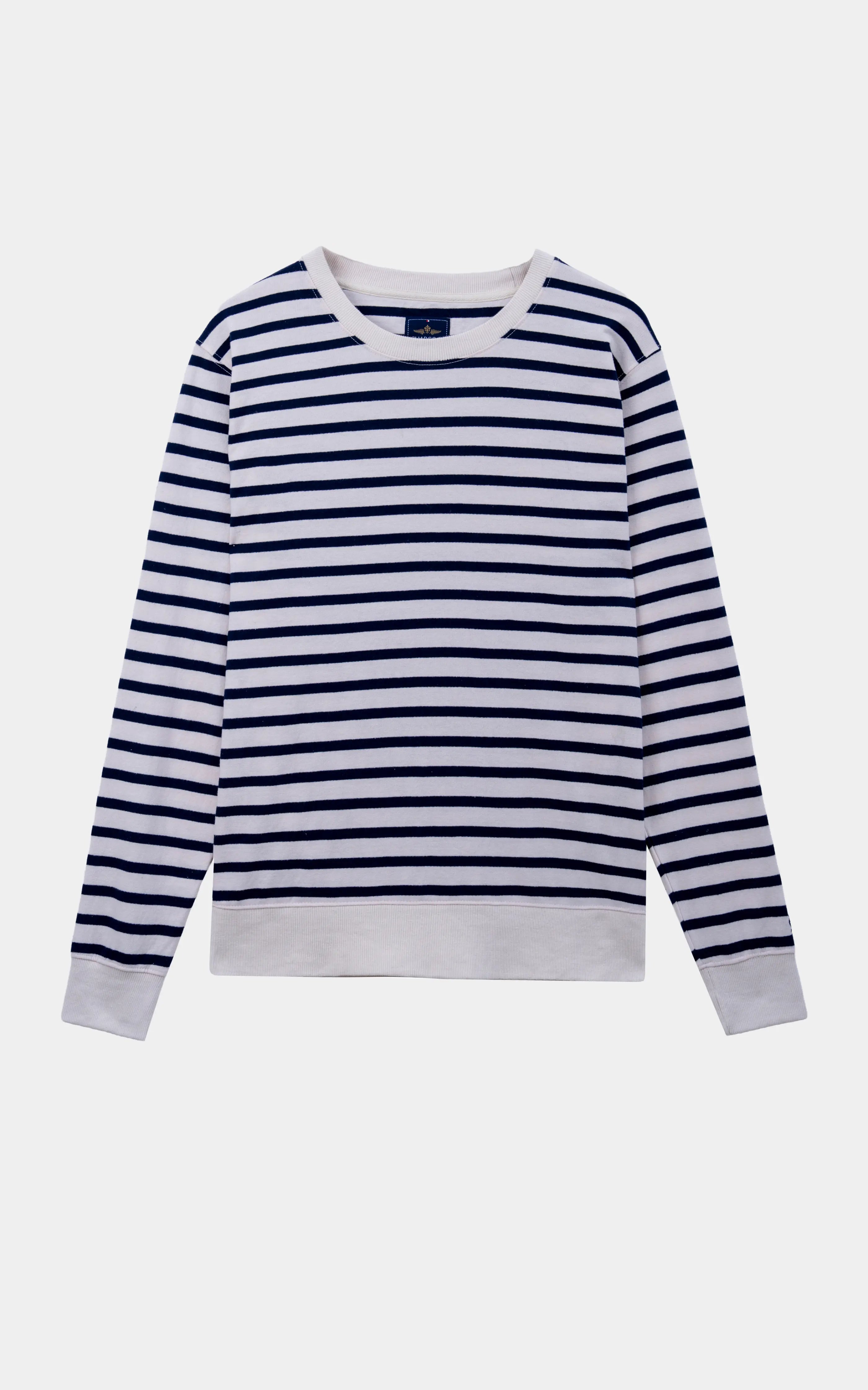 YARN-DYED SWEATSHIRT HEATHER GREY NAVY STRIPED