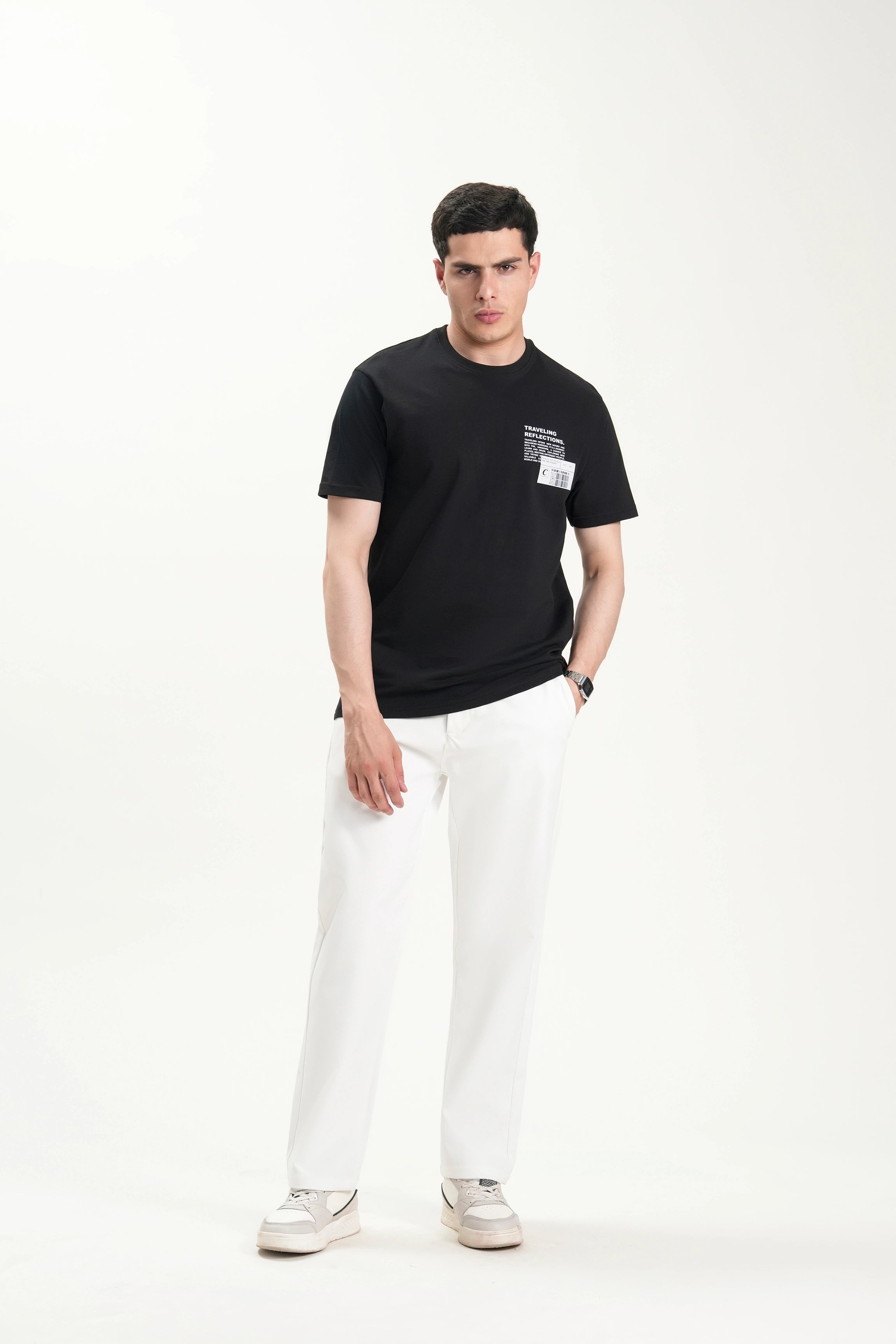 OVERZISE FIT GRAPHIC CREW NECK T SHIRT BLACK