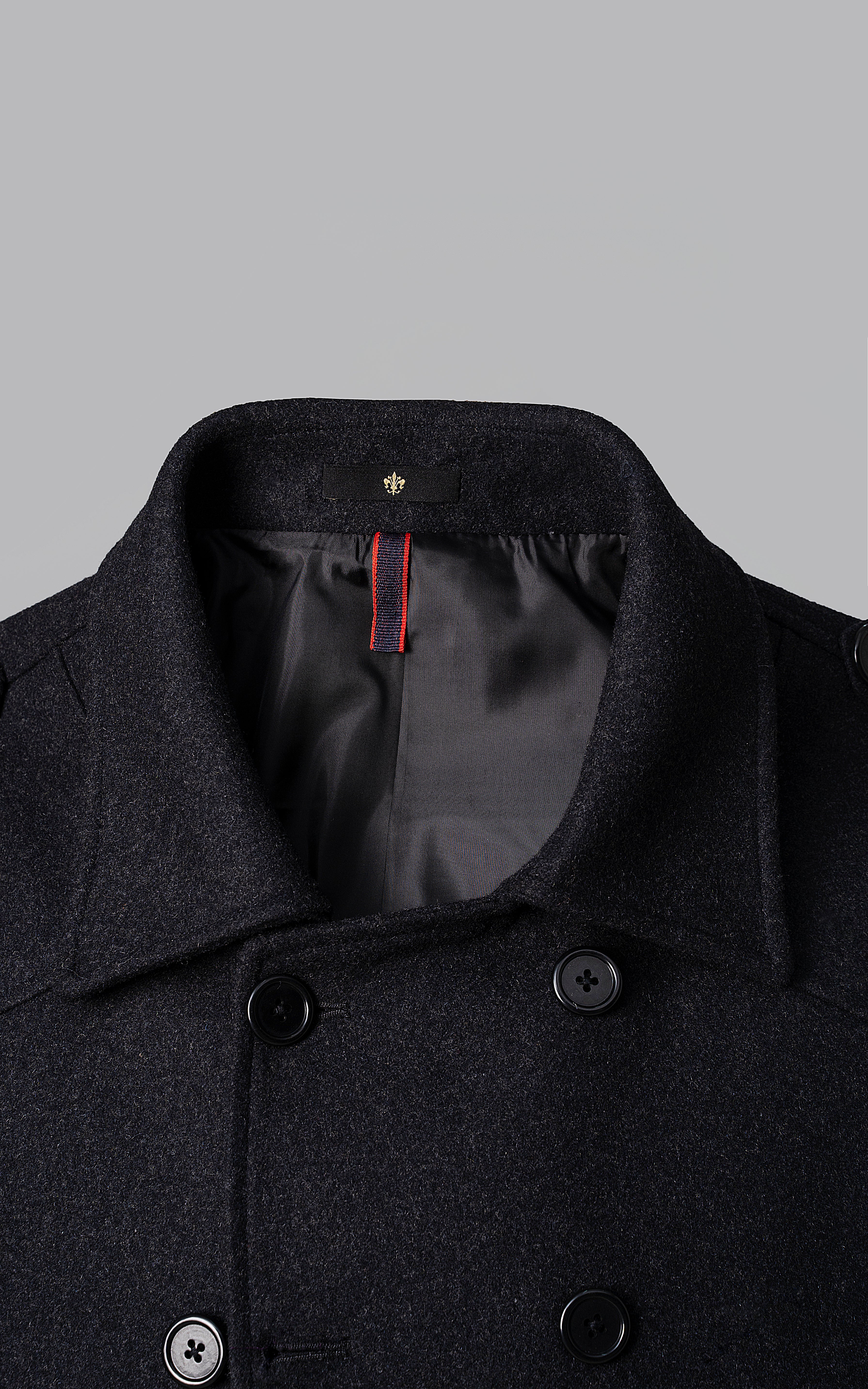 DOUBLE BREASTED PEACOAT COAT CHARCOAL