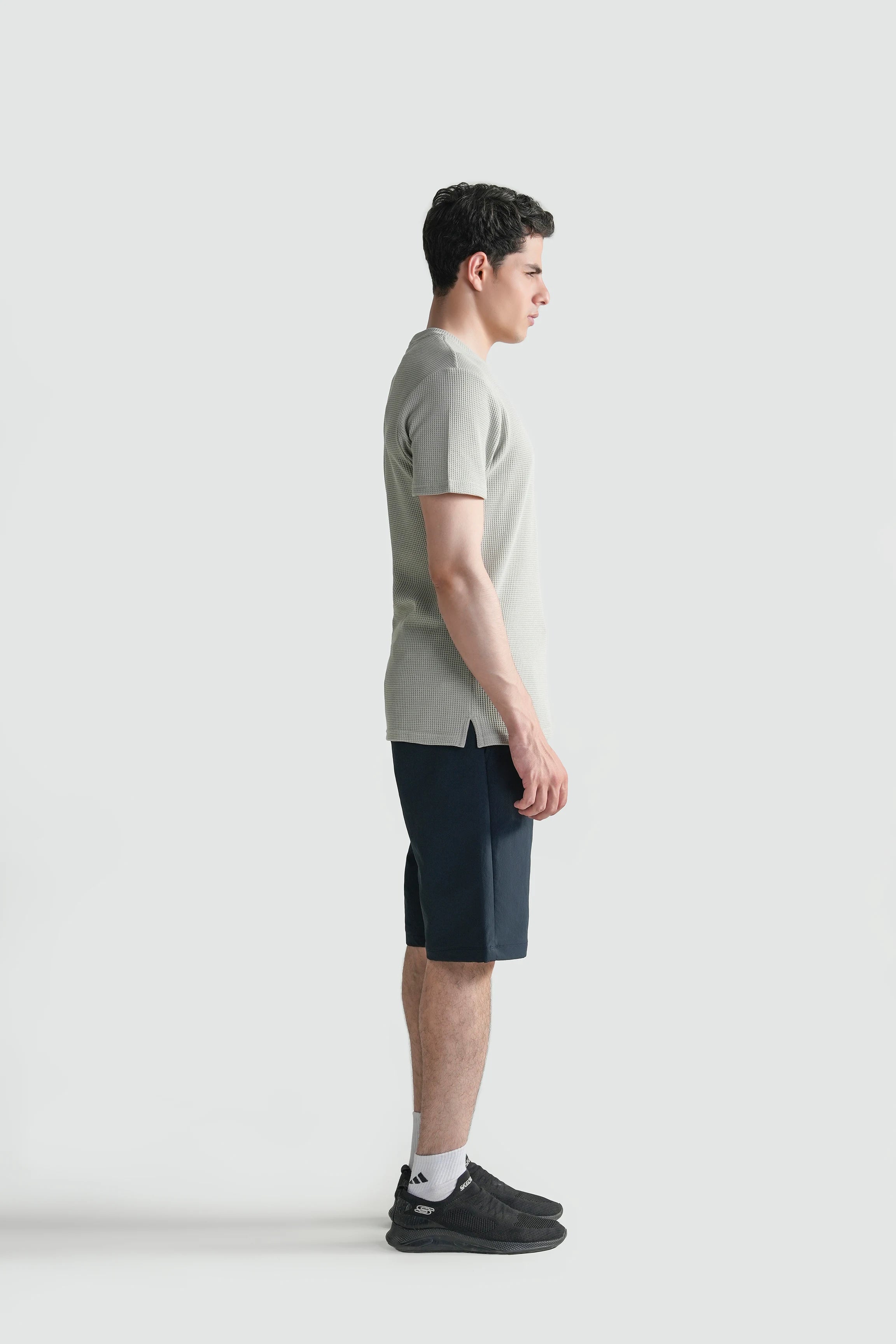 REGULAR FIT WAFFLE CREW NECK T SHIRT BEIGE