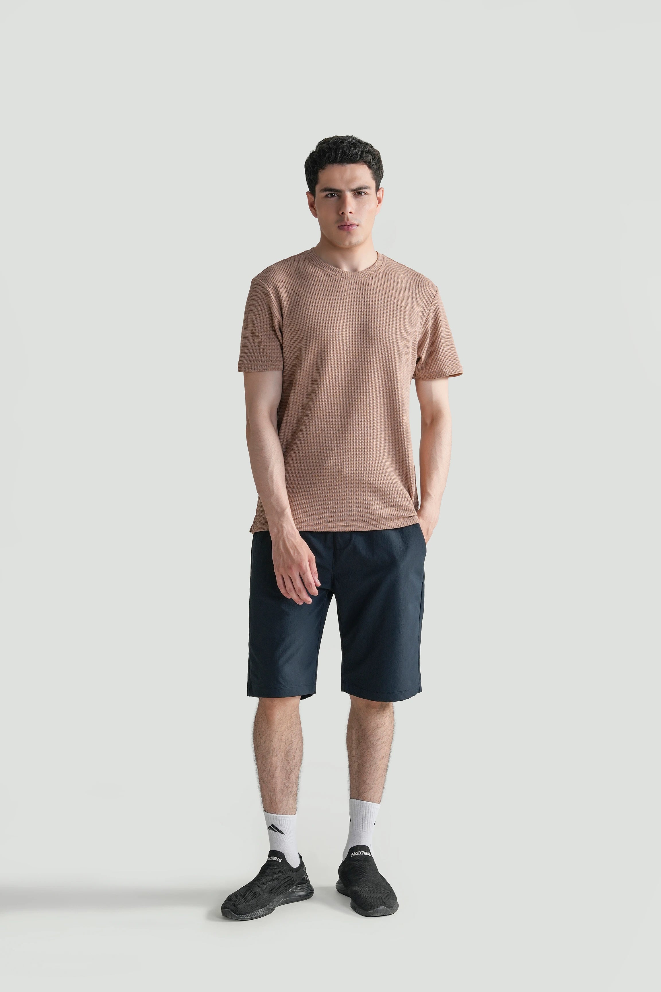 REGULAR FIT WAFFLE CREW NECK T SHIRT VINTAGE COPPER