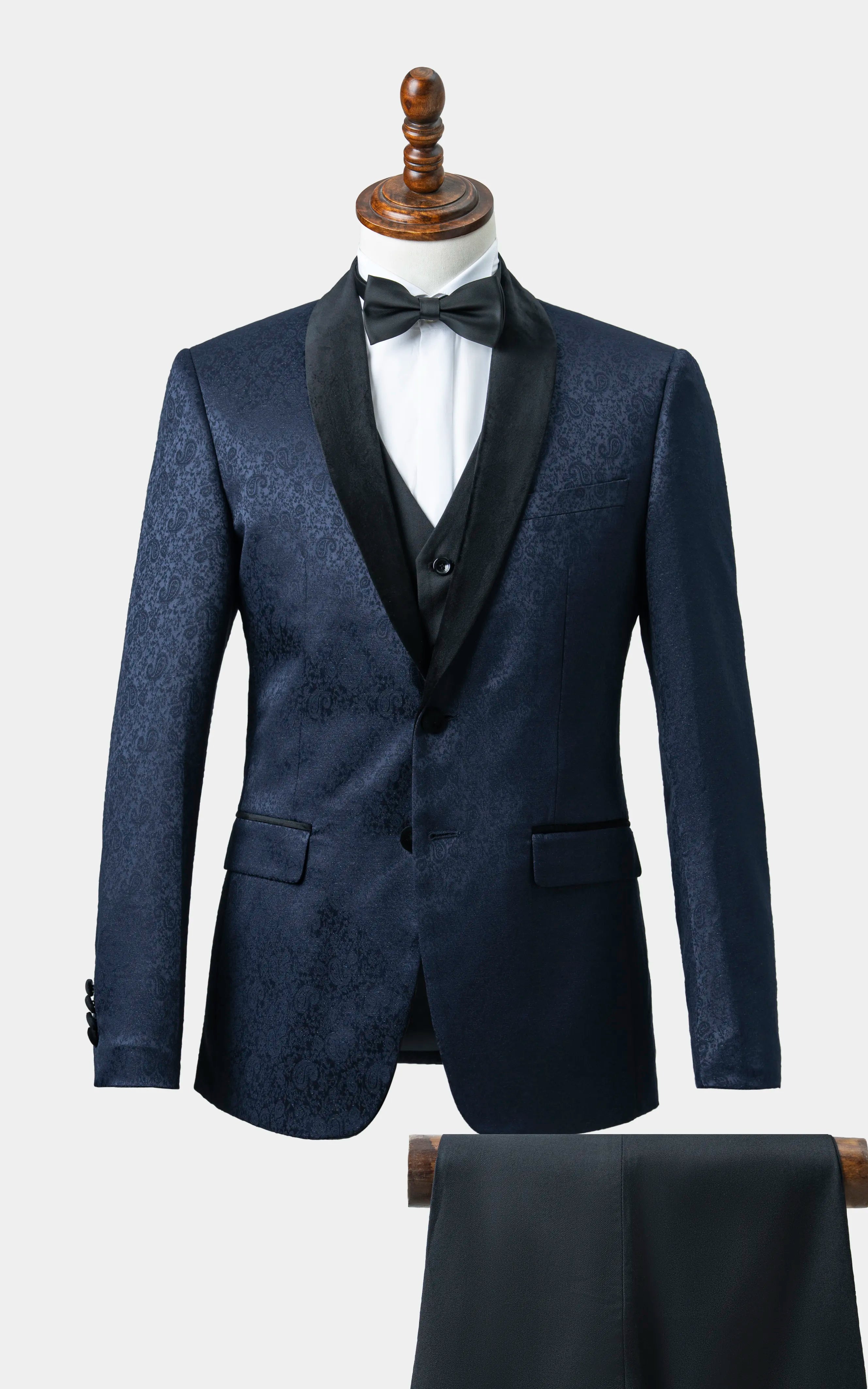 Tuxedo Suit With Shawl Lapel Navy