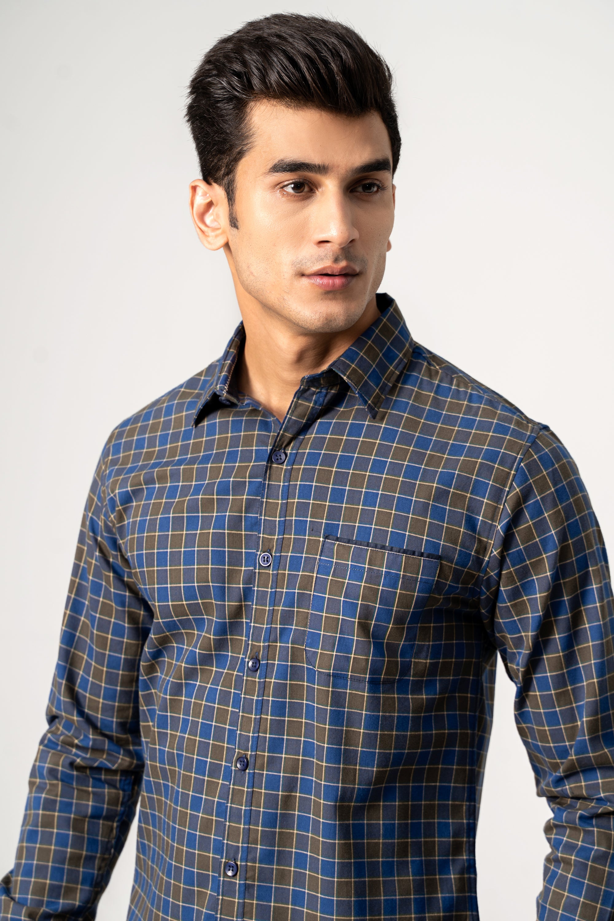 CASUAL SHIRT GREEN NAVY CHECK