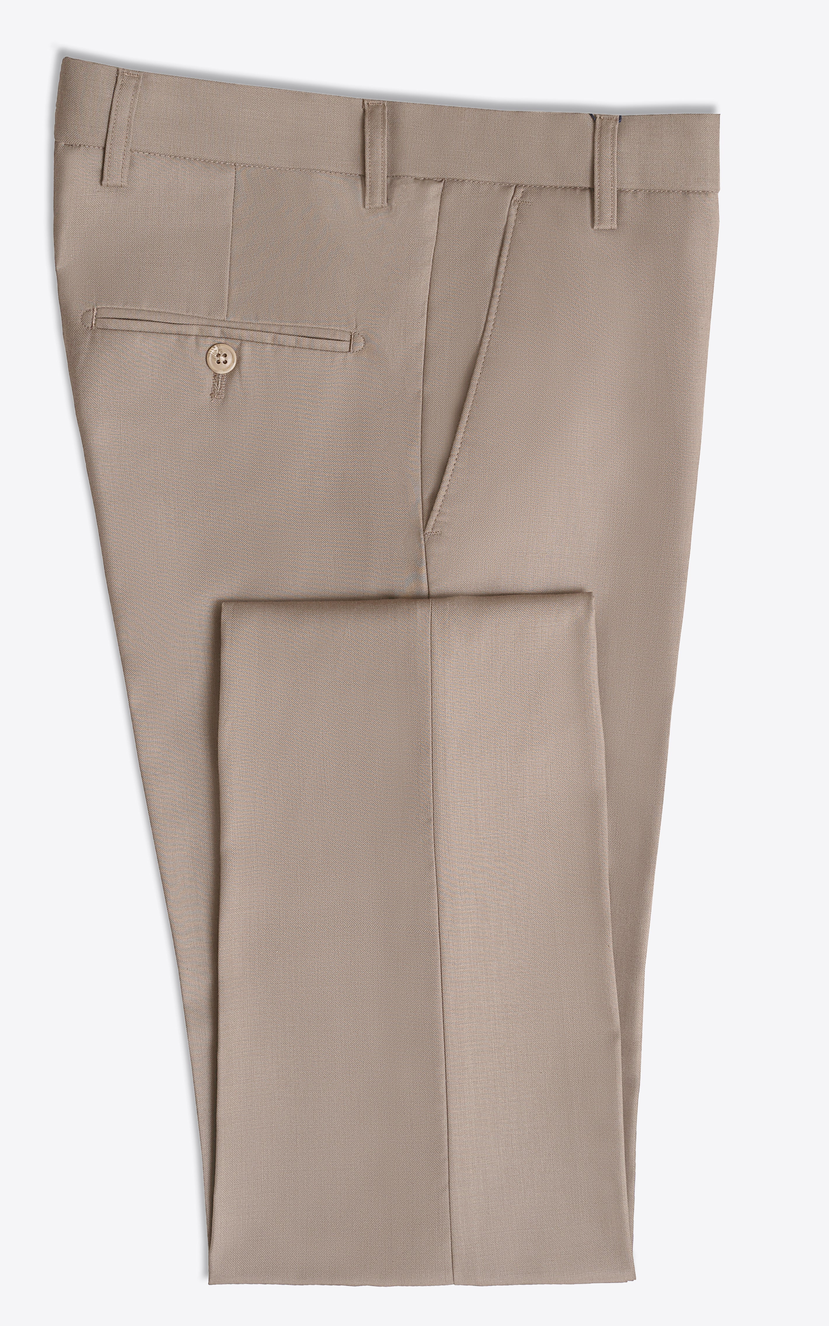 Light khaki dress pants with back welt pocket and center seam