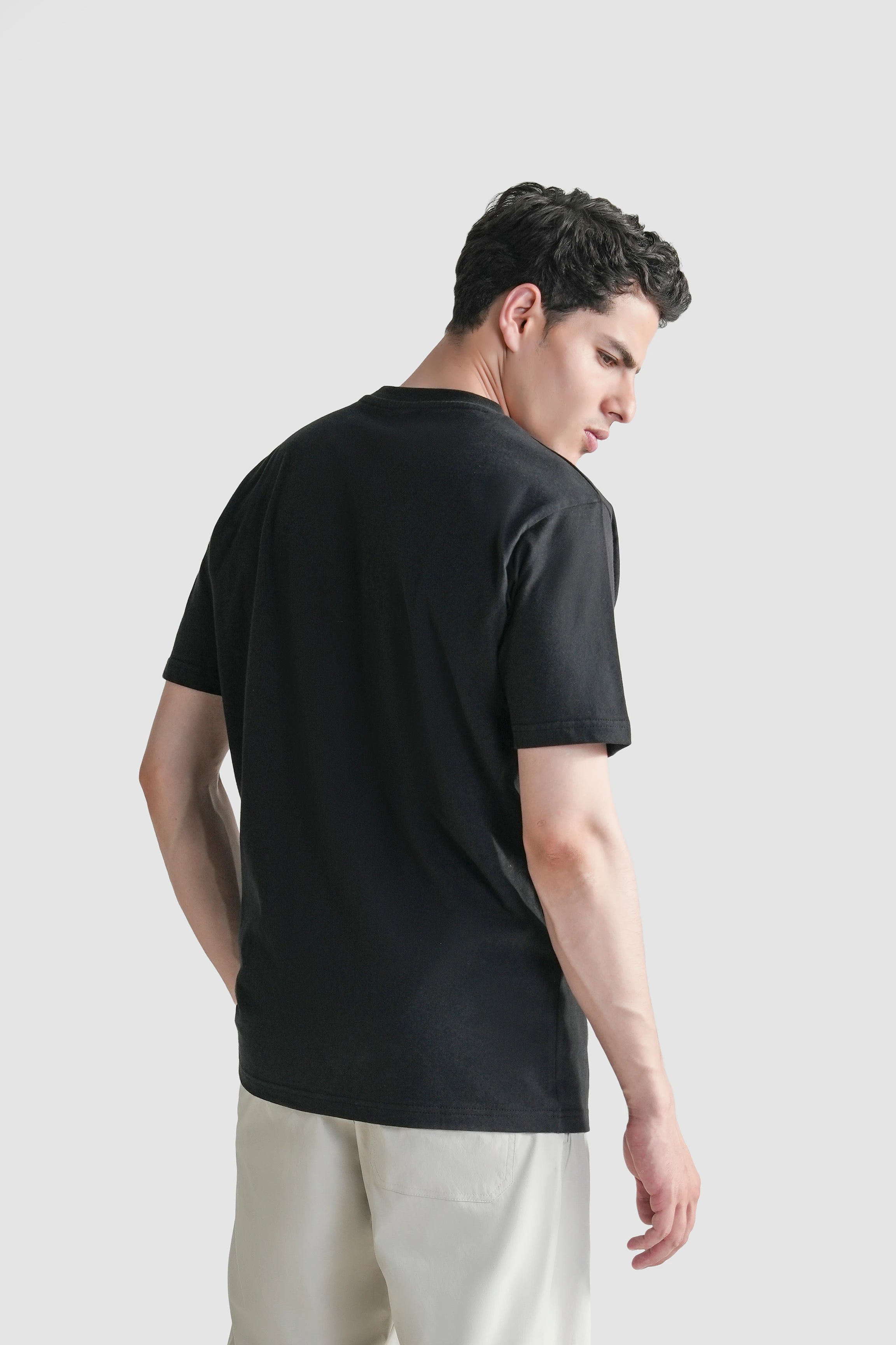 HALF SLEEVES SLEEPWEAR CREW NECK T SHIRT BLACK