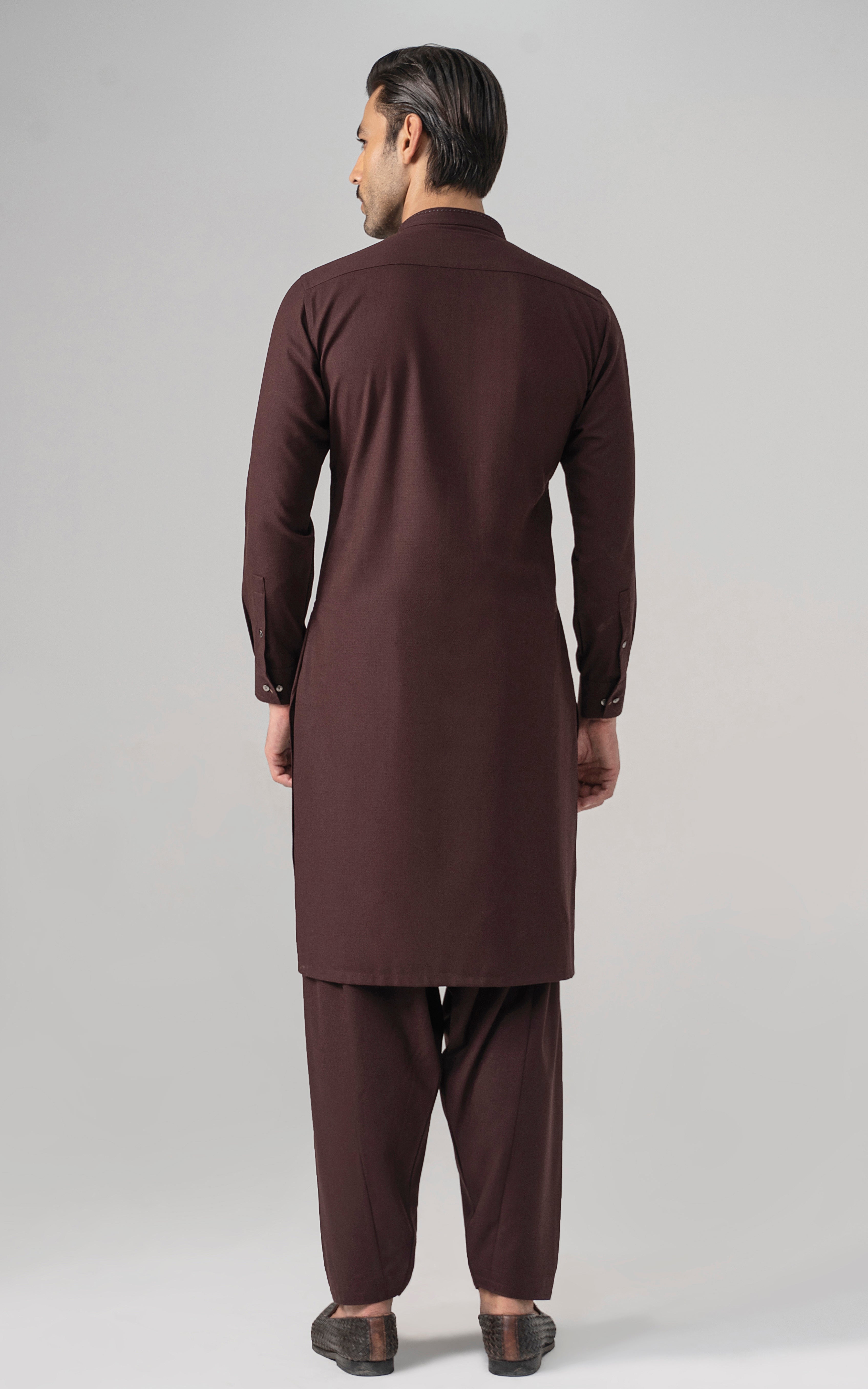 TEXTURED BLENDED WASH & WEAR - SIGNATURE COLLECTION DARK MAROON