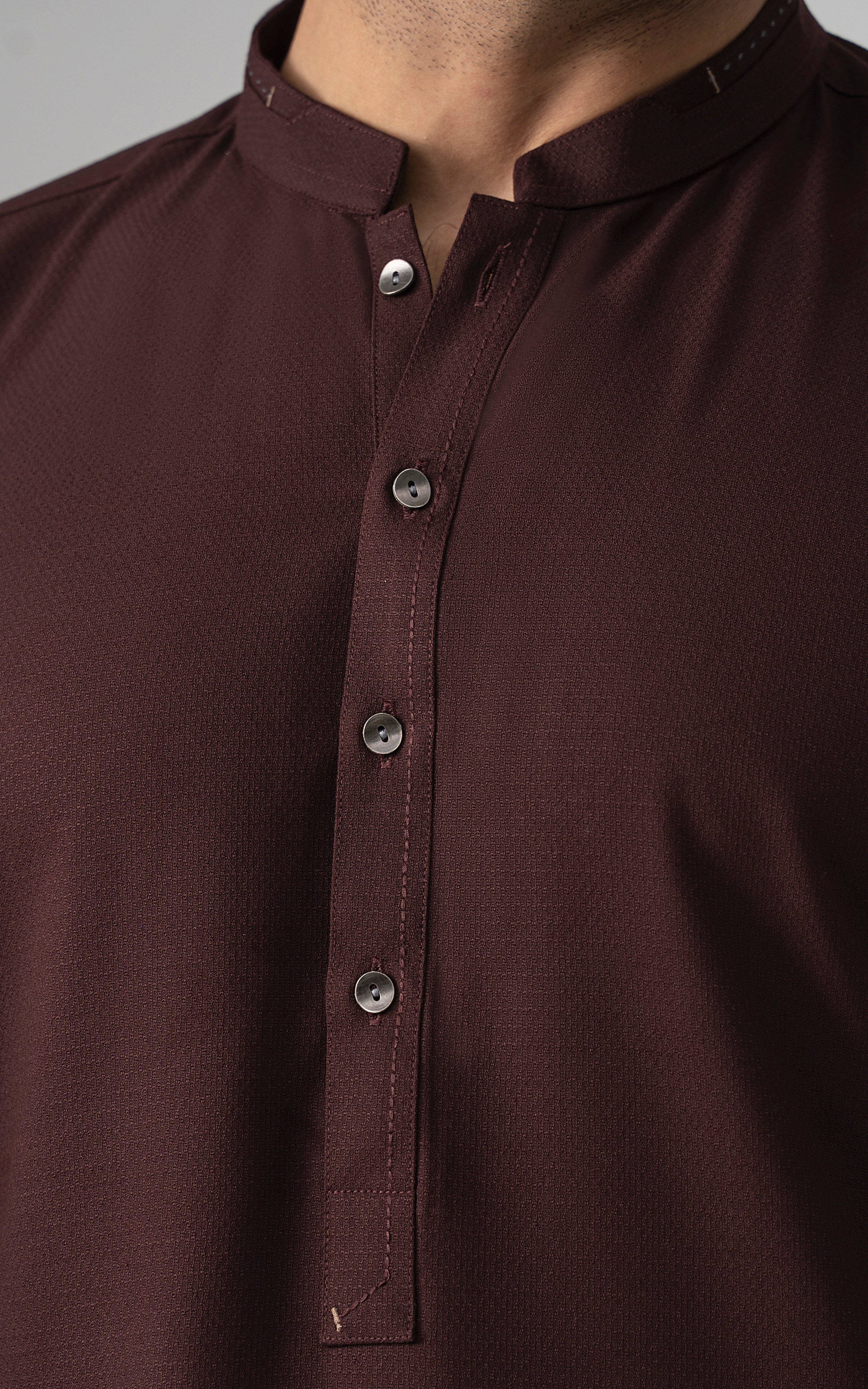 TEXTURED BLENDED WASH & WEAR - SIGNATURE COLLECTION DARK MAROON