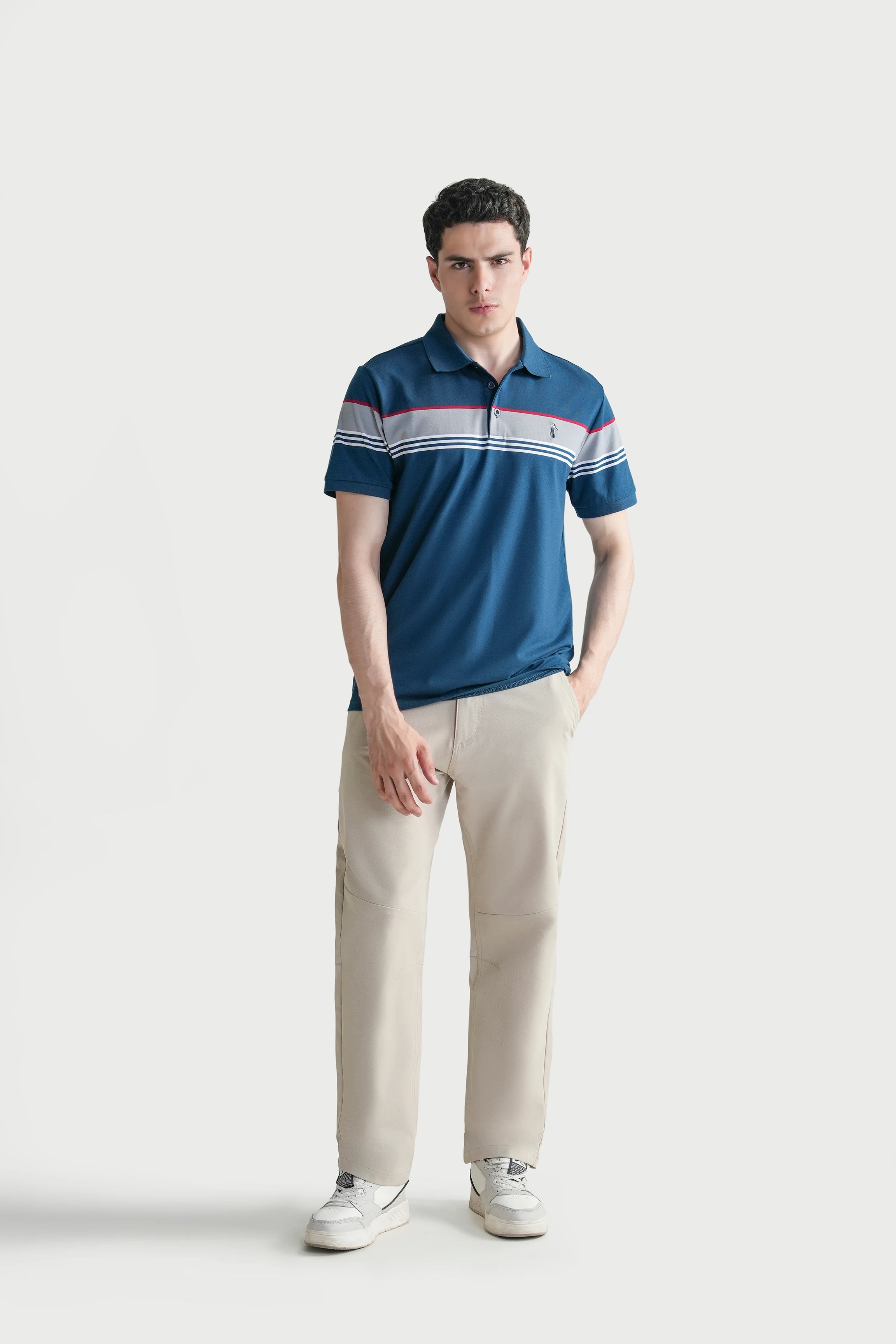 SMART FIT CLASSIC PREMIUM ENGINEER STRIPED POLO SHIRT TEAL