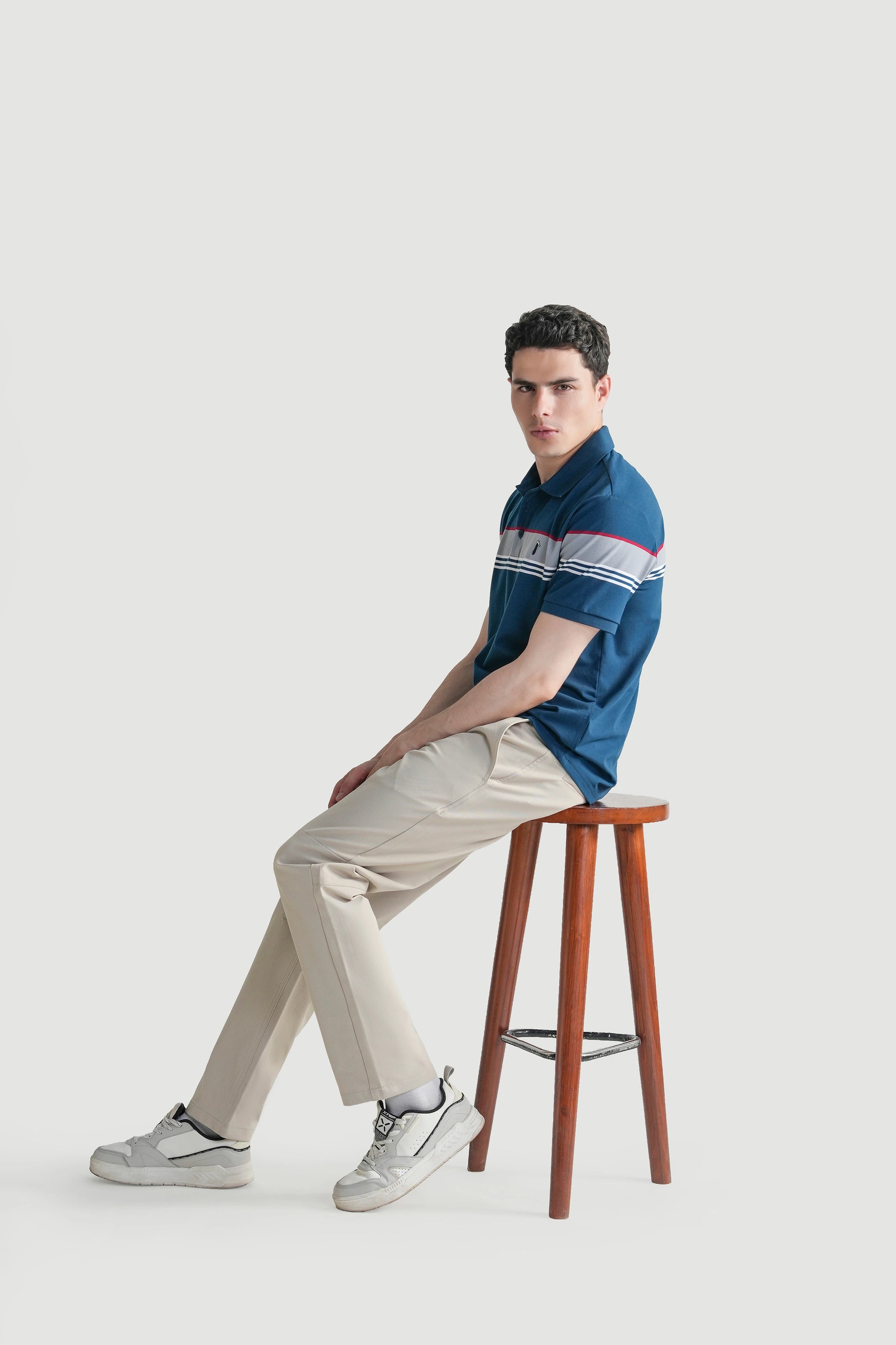SMART FIT CLASSIC PREMIUM ENGINEER STRIPED POLO SHIRT TEAL