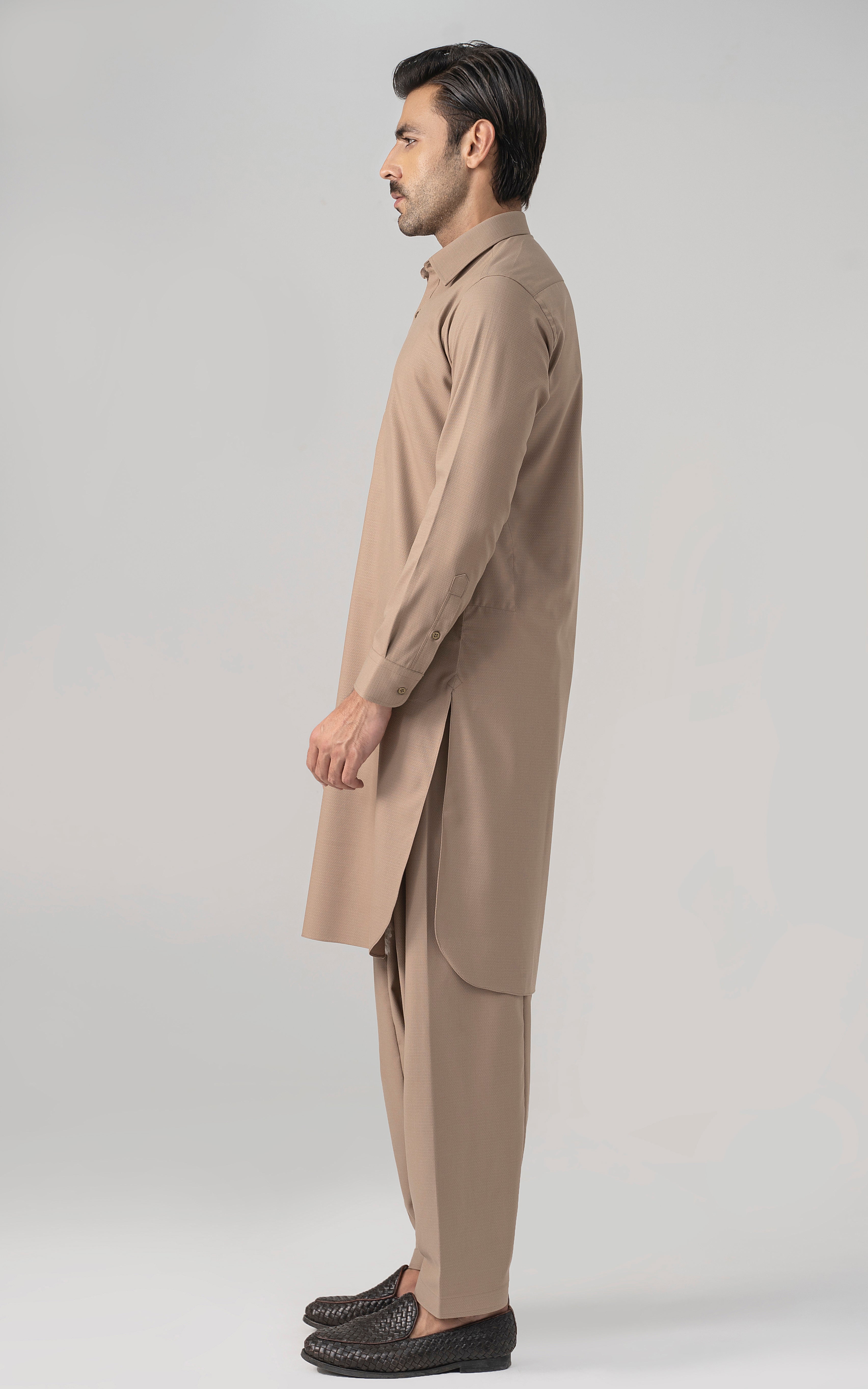 TEXTURED BLENDED WASH & WEAR - SIGNATURE COLLECTION KHAKI