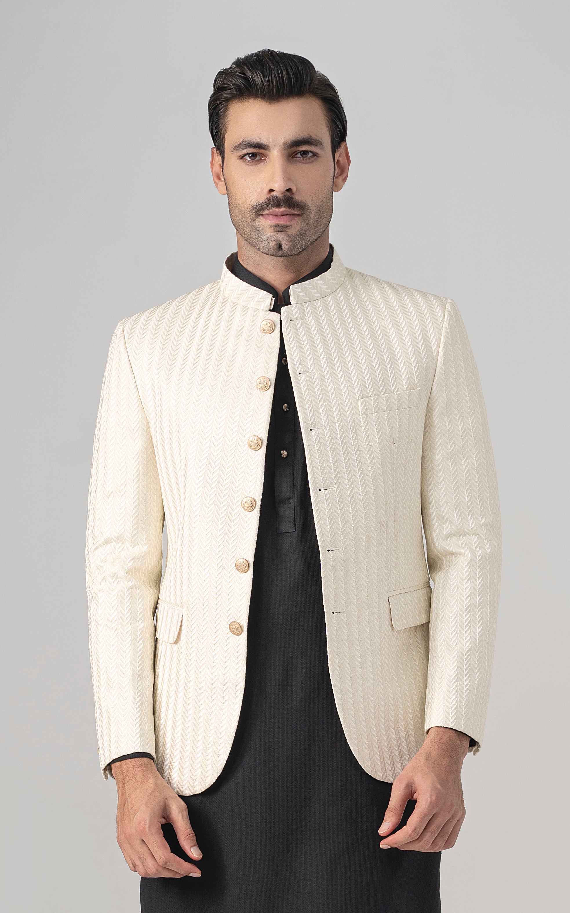 EMBROIDERED PRINCE COAT- FESTIVE COLLECTION OFF WHITE