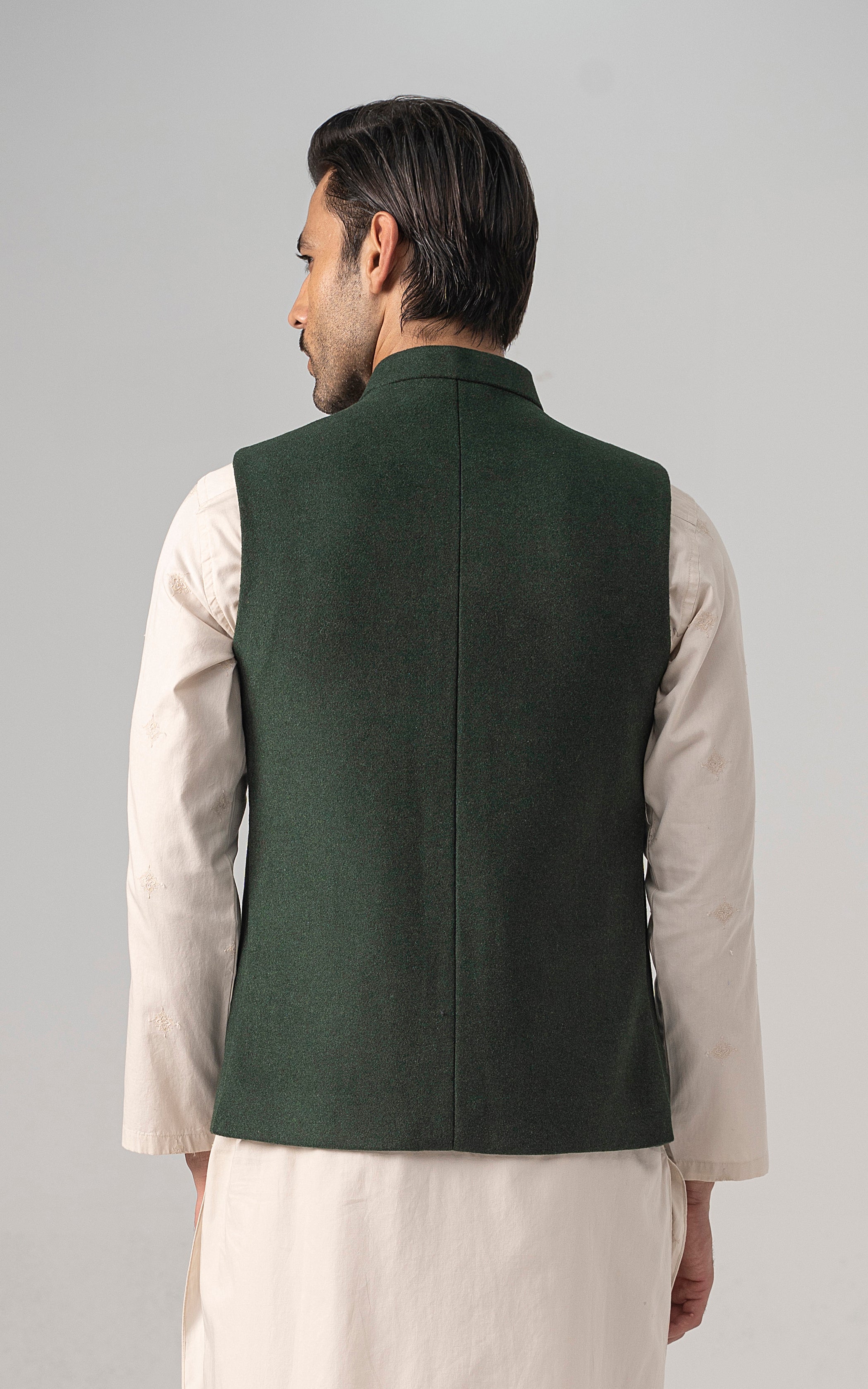 WOOL BLENDED WAISTCOAT - SIGNATURE COLLECTION FOREST GREEN