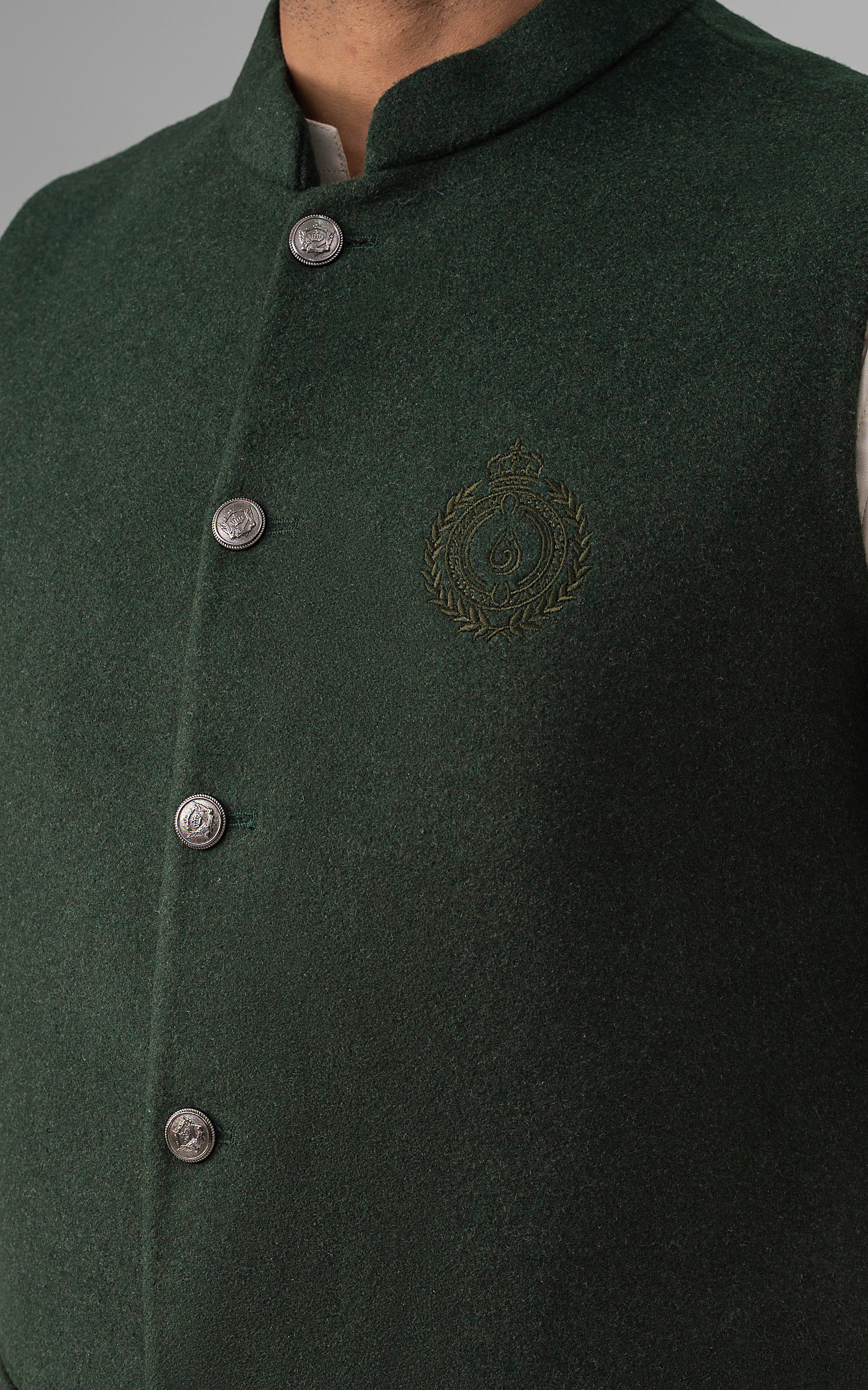 WOOL BLENDED WAISTCOAT - SIGNATURE COLLECTION FOREST GREEN