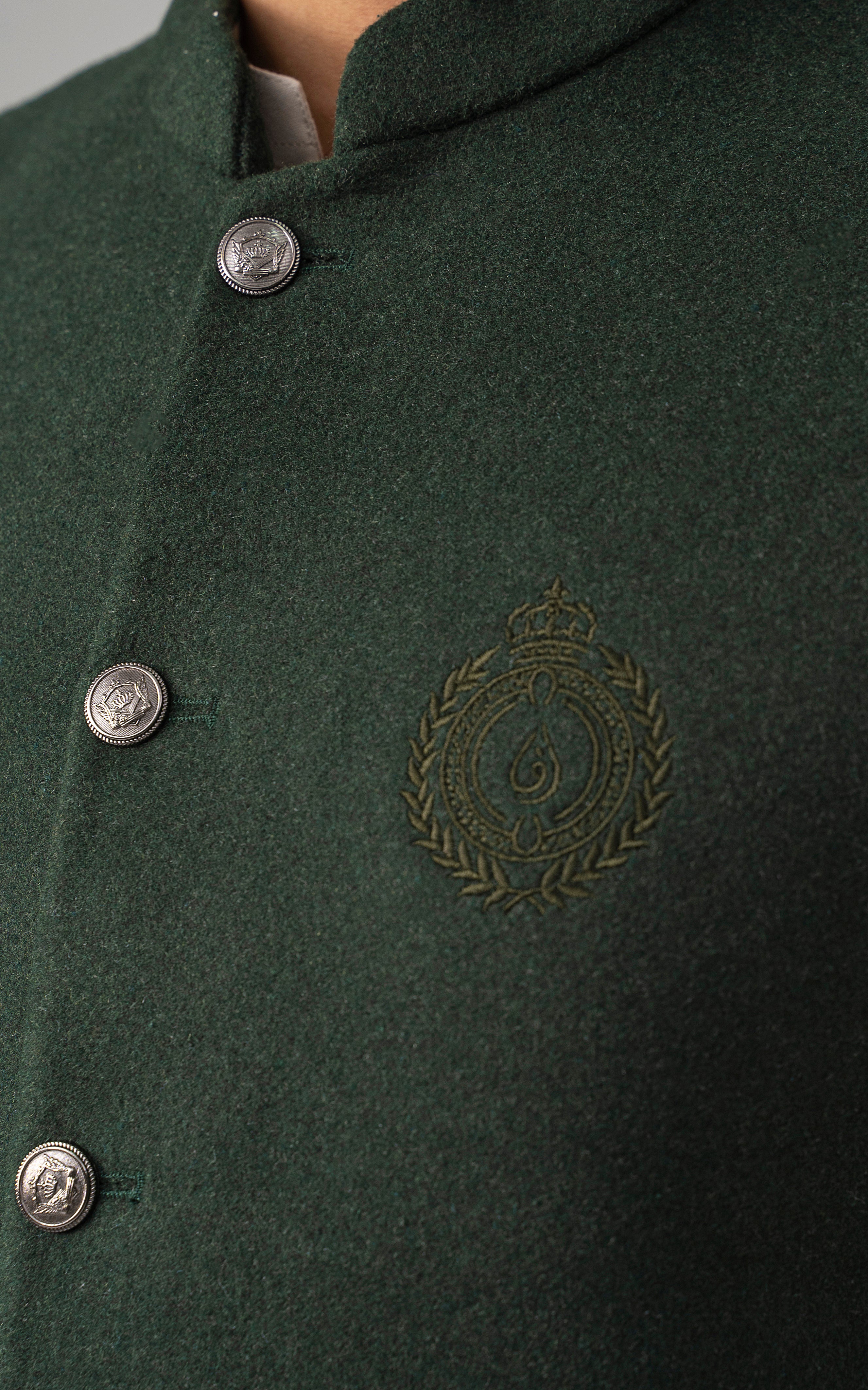 WOOL BLENDED WAISTCOAT - SIGNATURE COLLECTION FOREST GREEN