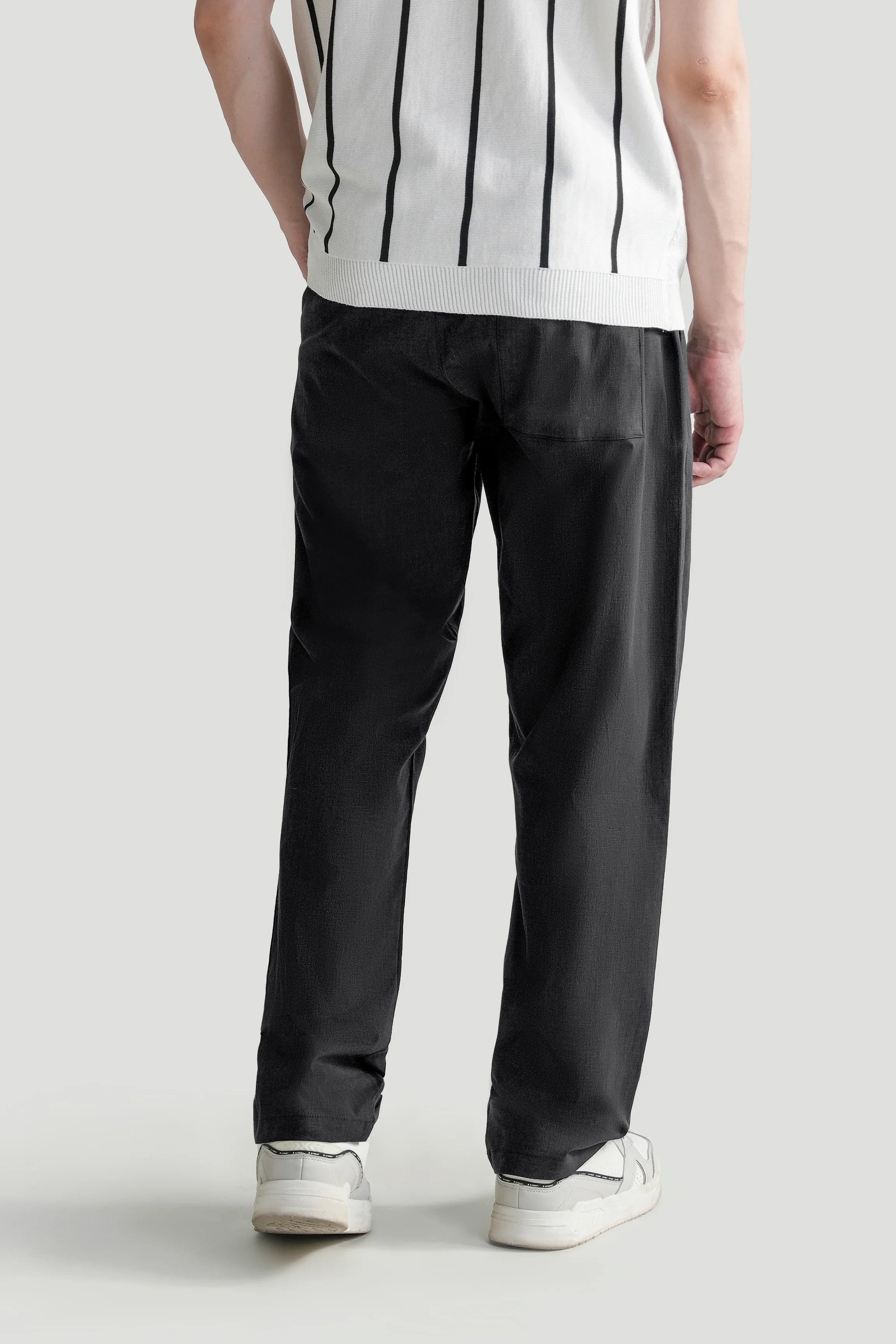 LOOSE FIT TROUSER WITH ELASTICATED WASTBAND BLACK