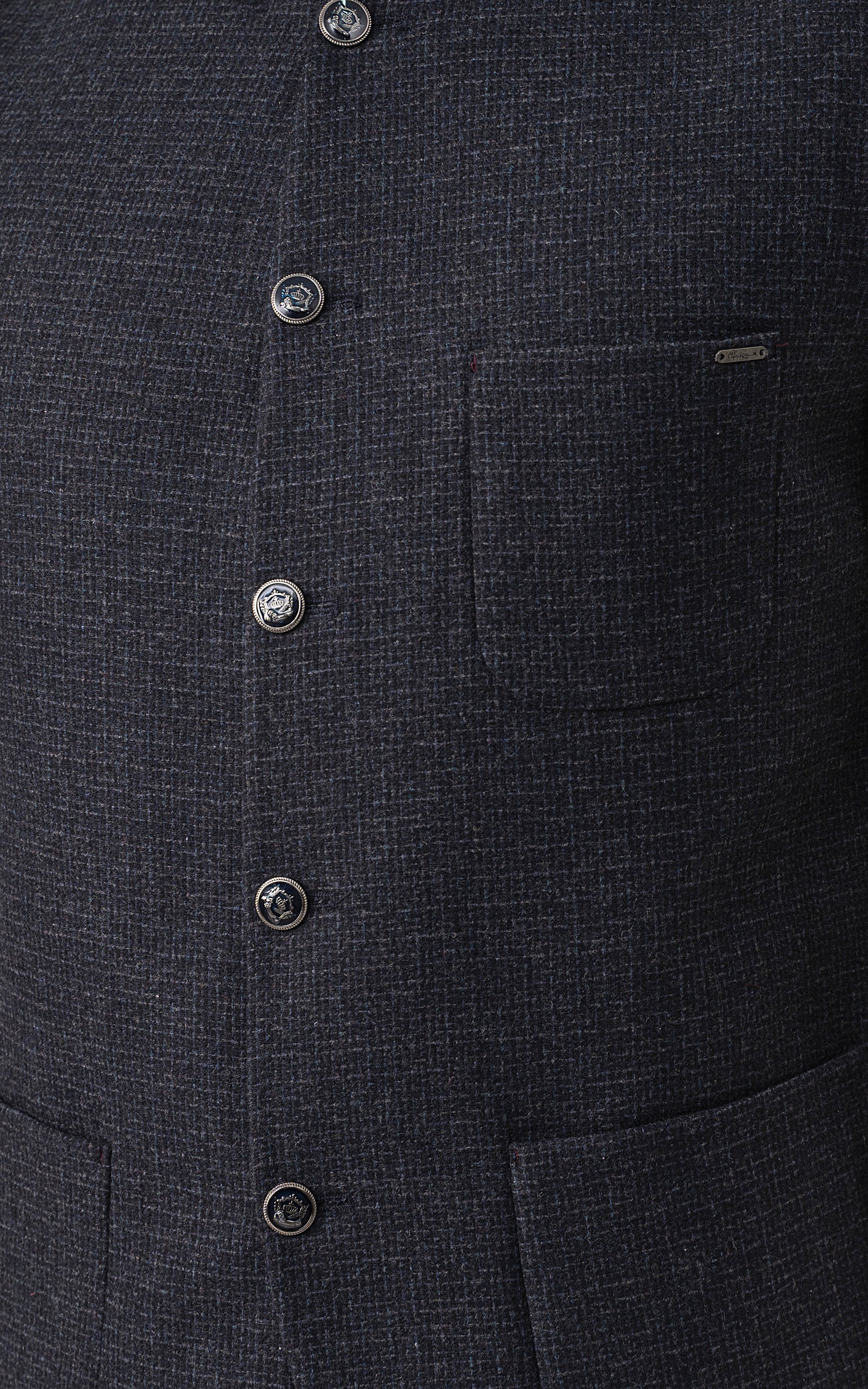 TEXTURED WOOL BLENDED WAISTCOAT - SIGNATURE COLLECTION  NAVY