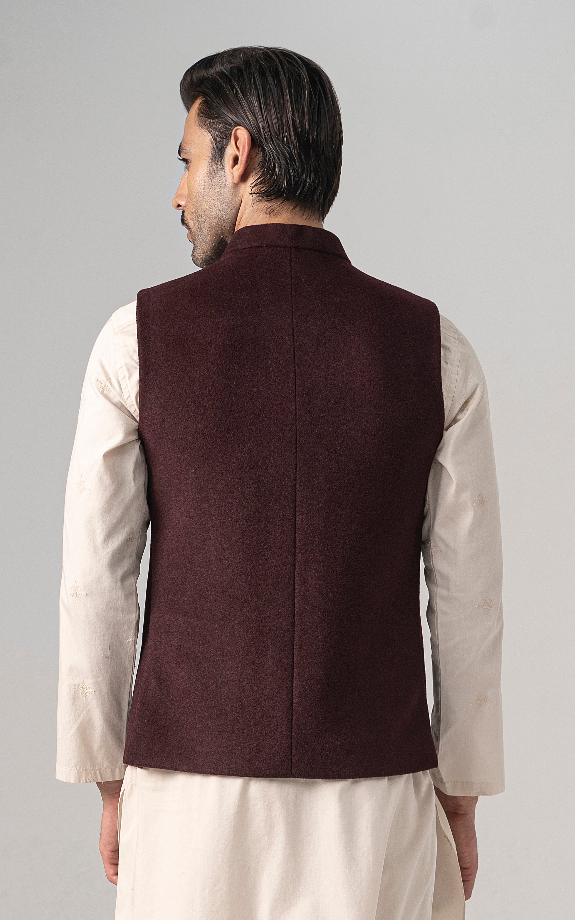 WOOL BLENDED WAISTCOAT - SIGNATURE COLLECTION MAROON