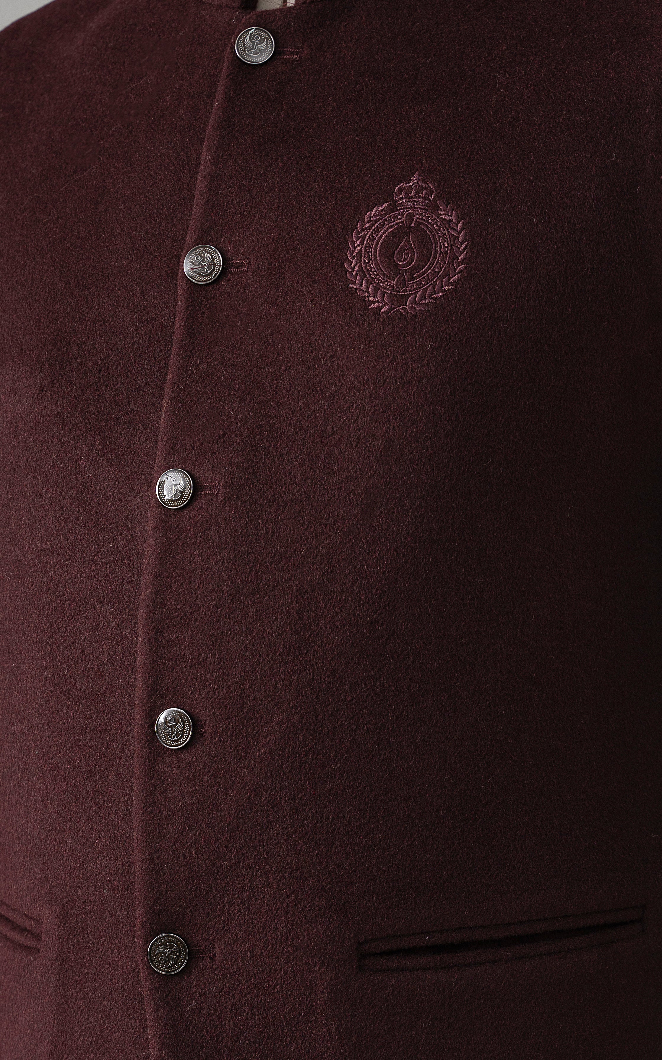 WOOL BLENDED WAISTCOAT - SIGNATURE COLLECTION MAROON