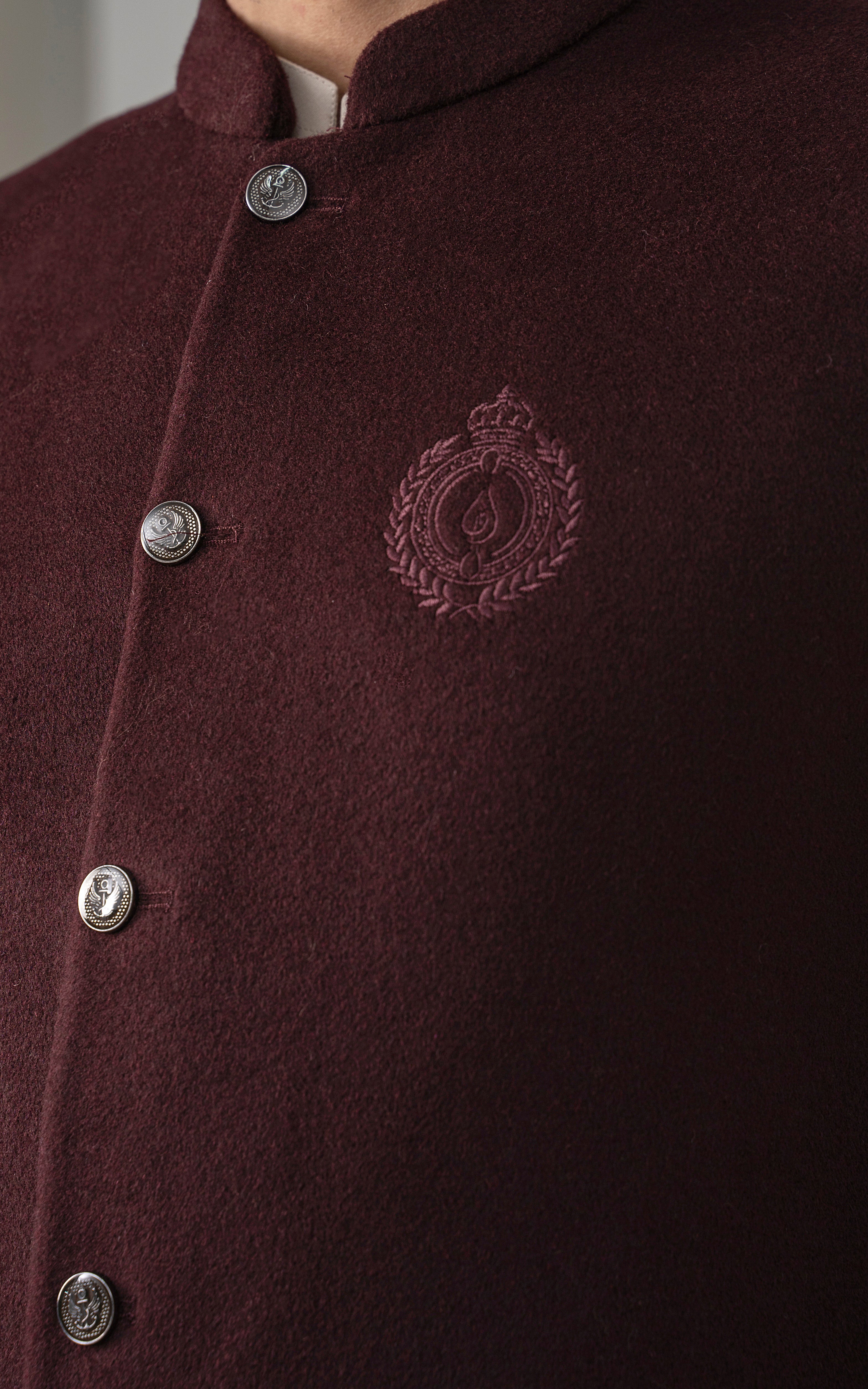 WOOL BLENDED WAISTCOAT - SIGNATURE COLLECTION MAROON