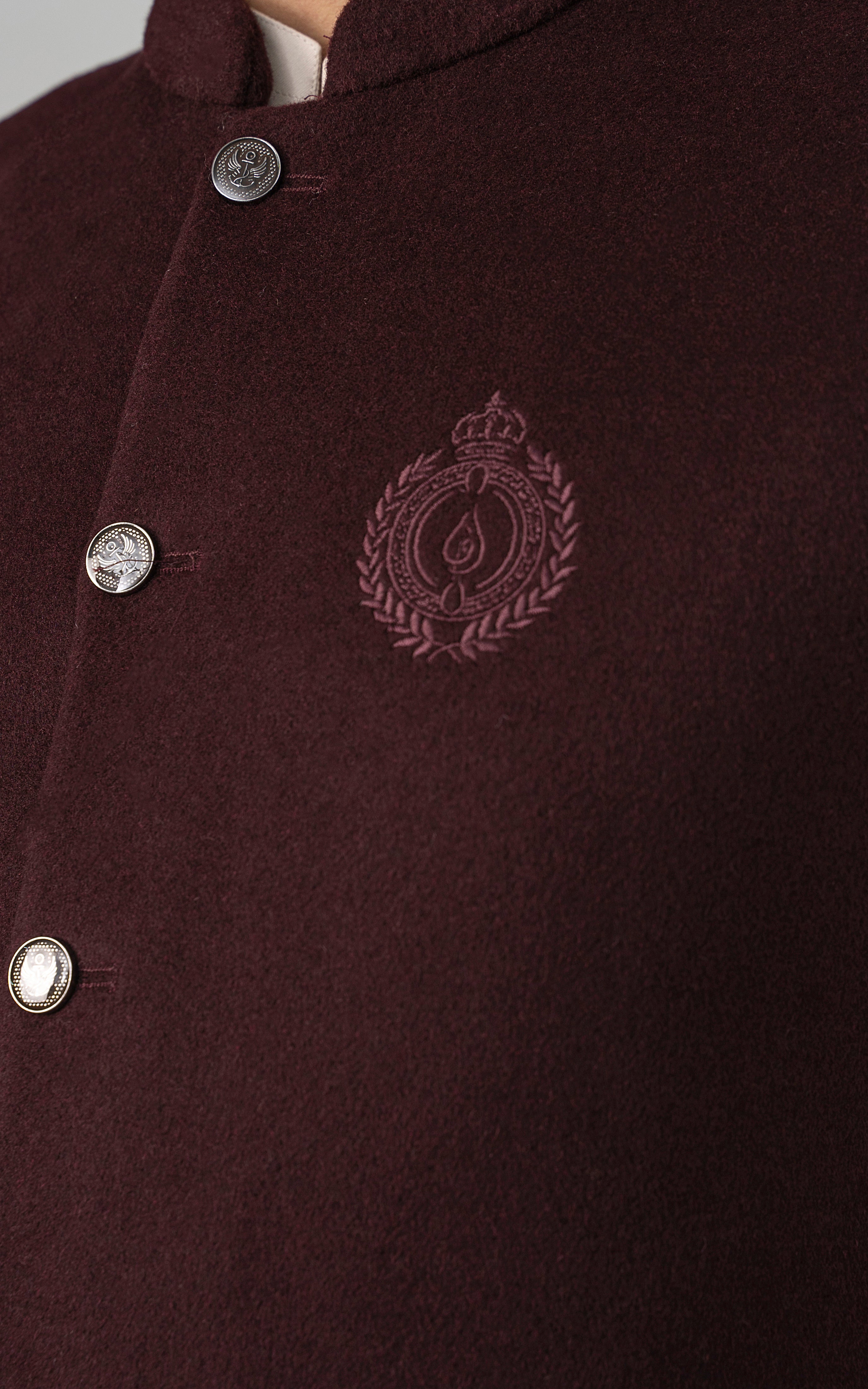 WOOL BLENDED WAISTCOAT - SIGNATURE COLLECTION MAROON