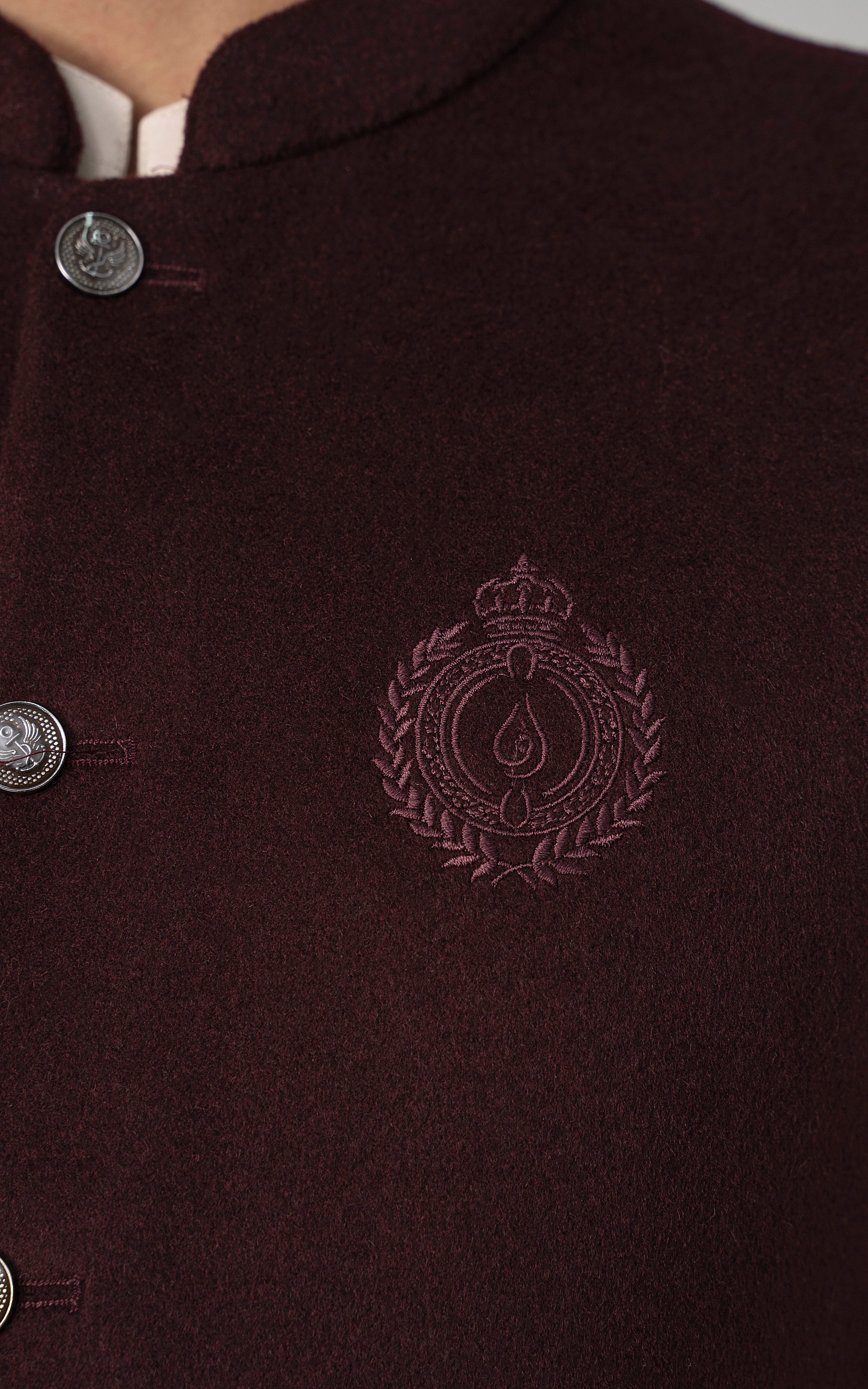 WOOL BLENDED WAISTCOAT - SIGNATURE COLLECTION MAROON