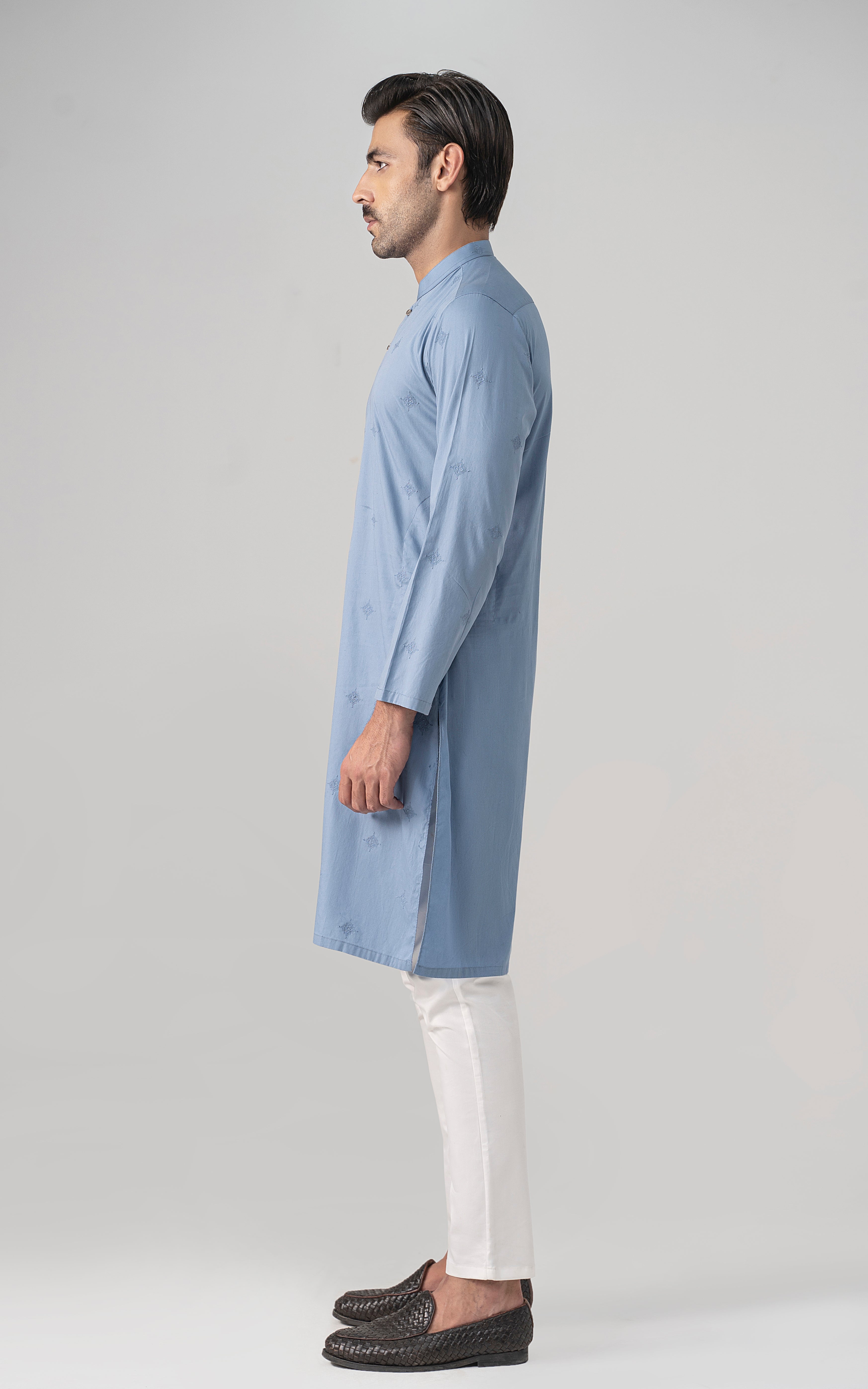 SPRAY EMBROIDERED KURTA- SIGNATURE COLLECTION ICE BLUE