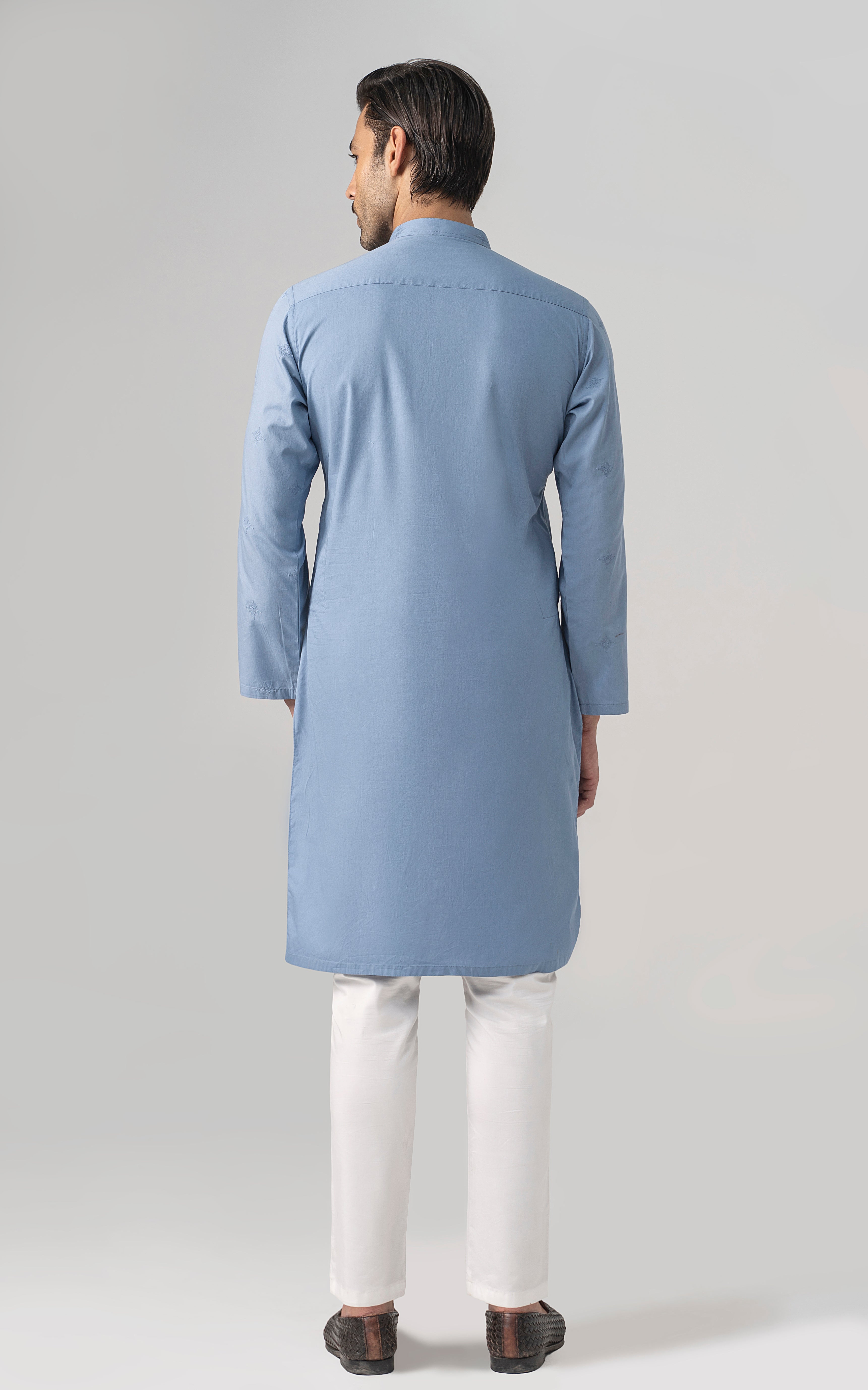 SPRAY EMBROIDERED KURTA- SIGNATURE COLLECTION ICE BLUE