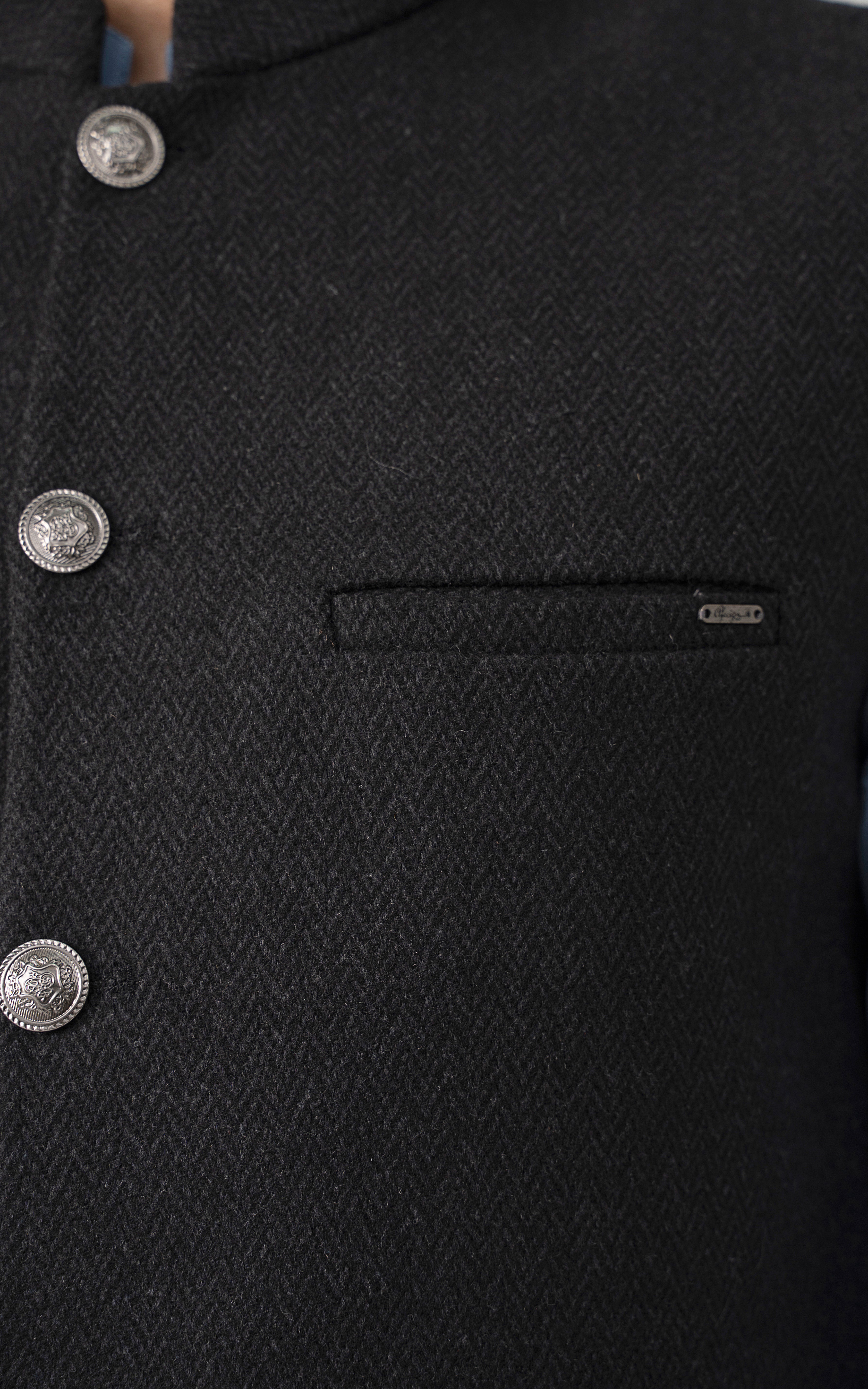 TEXTURED WOOL BLENDED WAISTCOAT - SIGNATURE COLLECTION DARK GREY