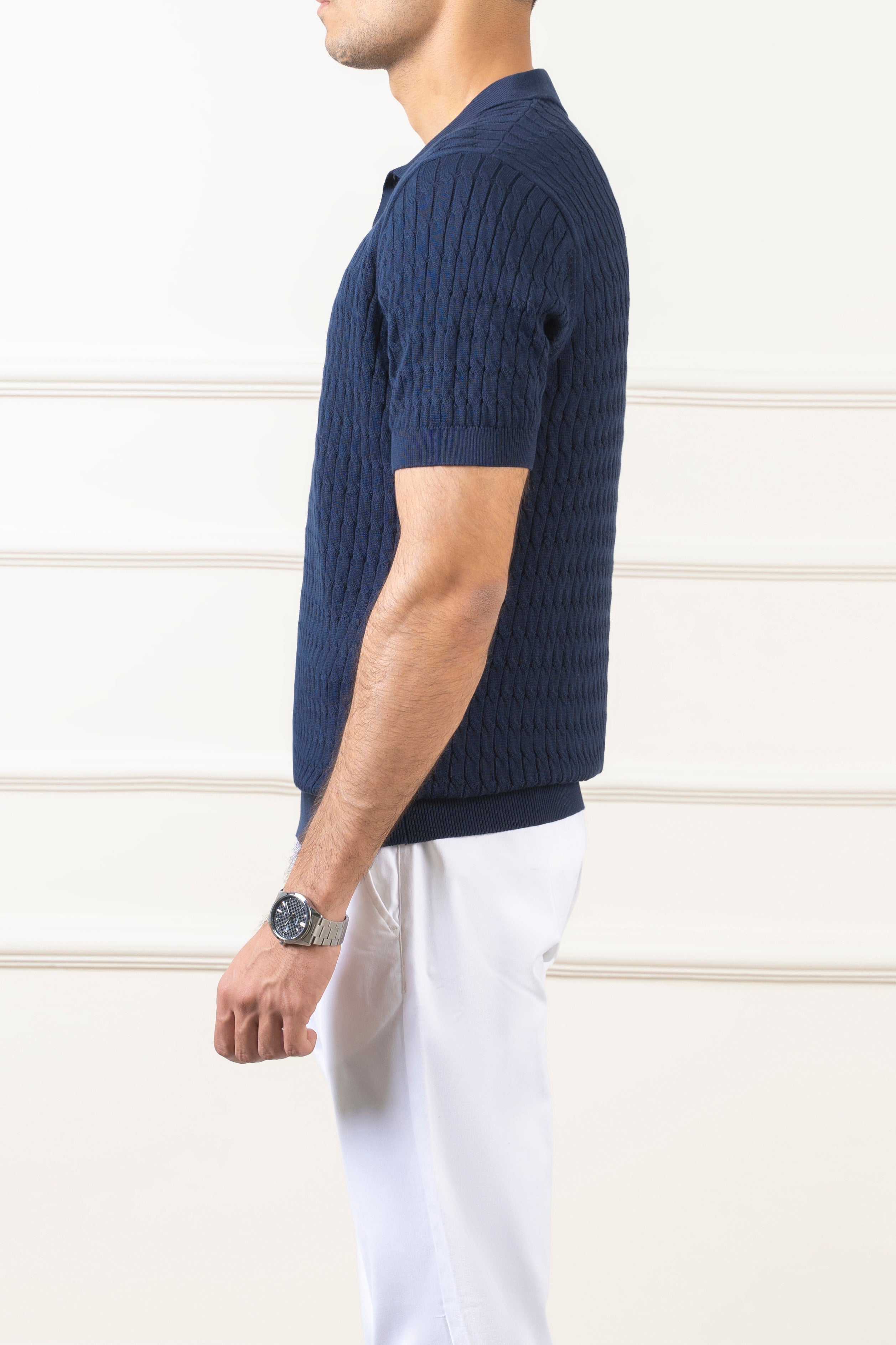 SWEATER KNIT POLO NAVY