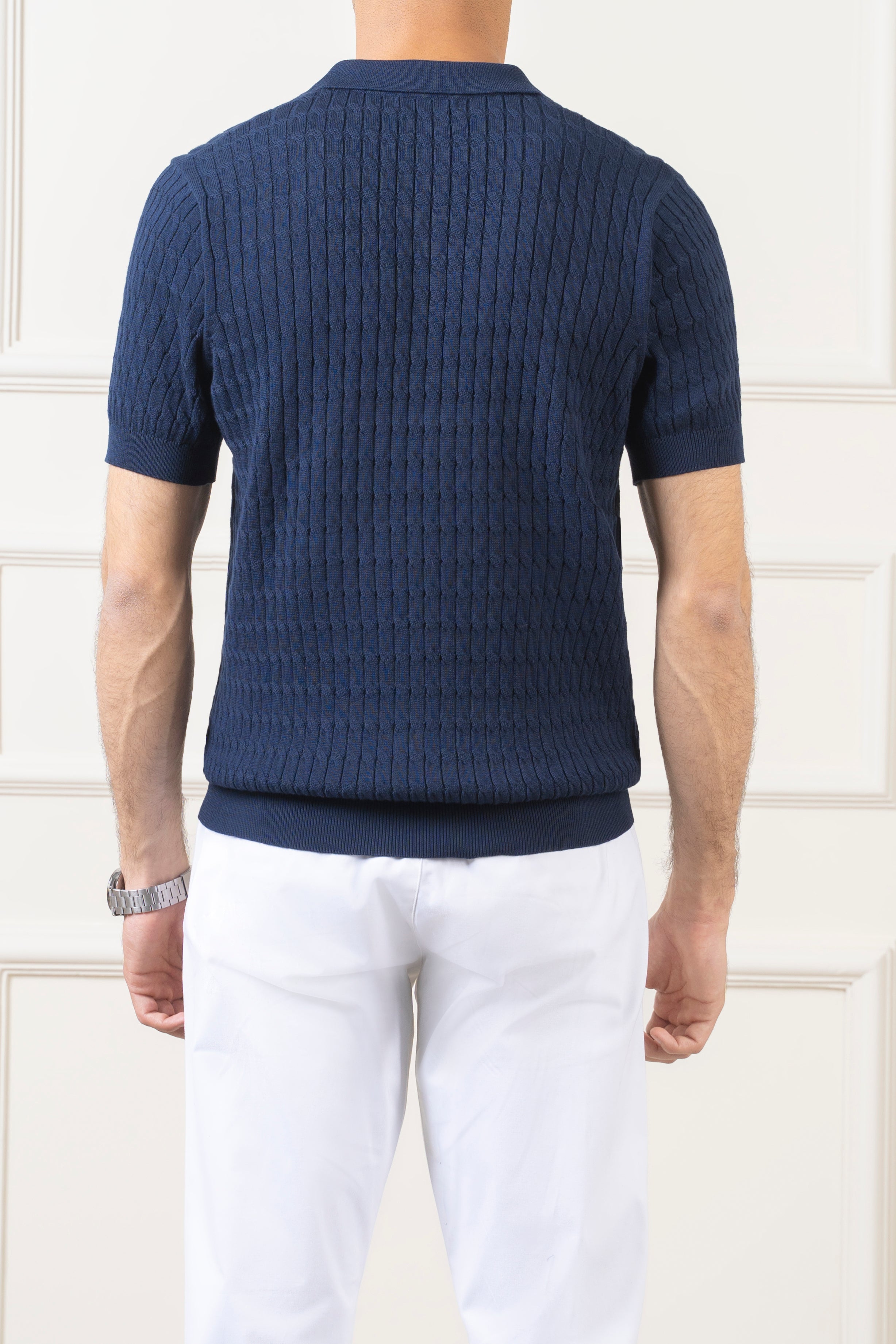 SWEATER KNIT POLO NAVY