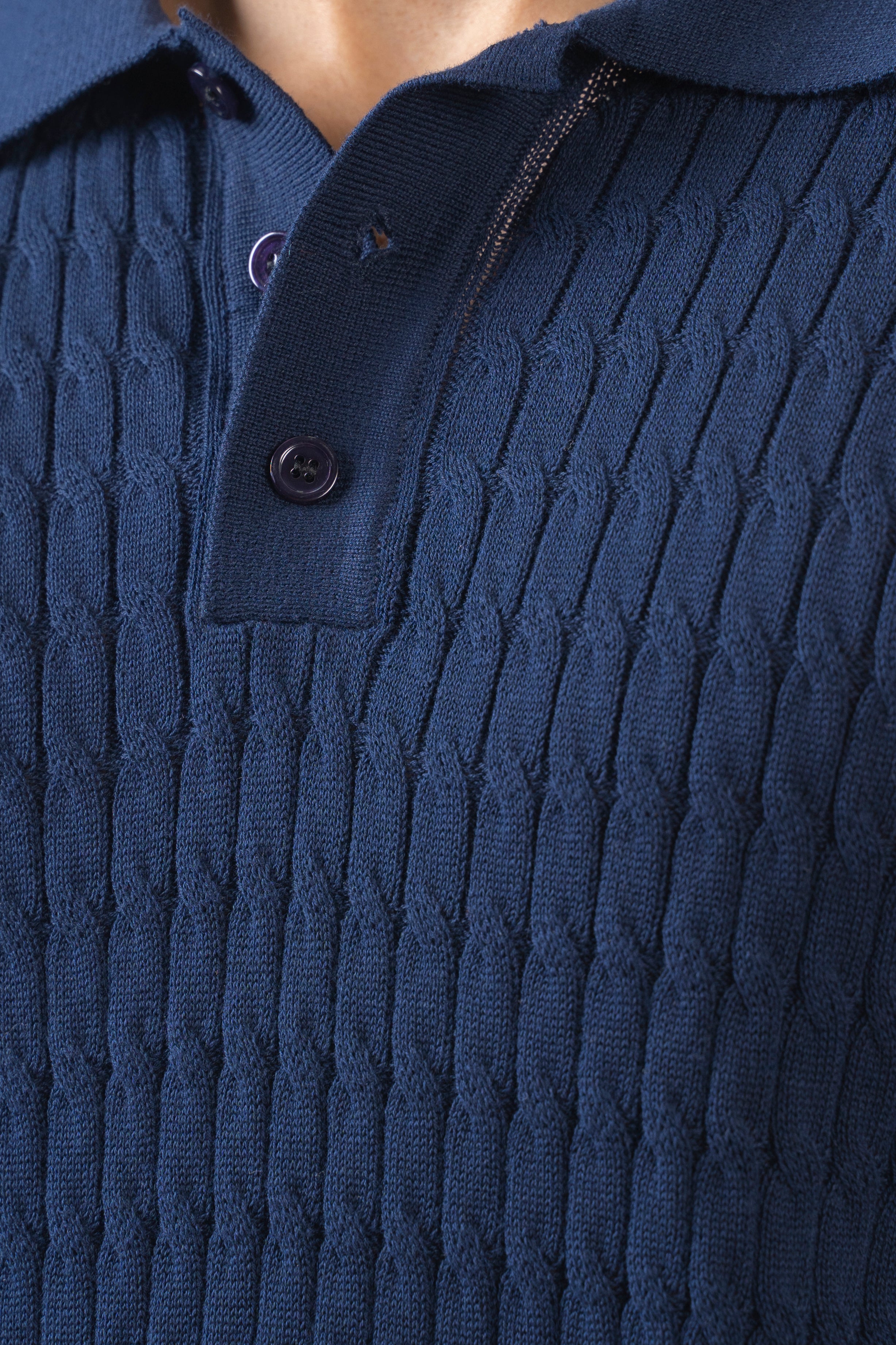 SWEATER KNIT POLO NAVY