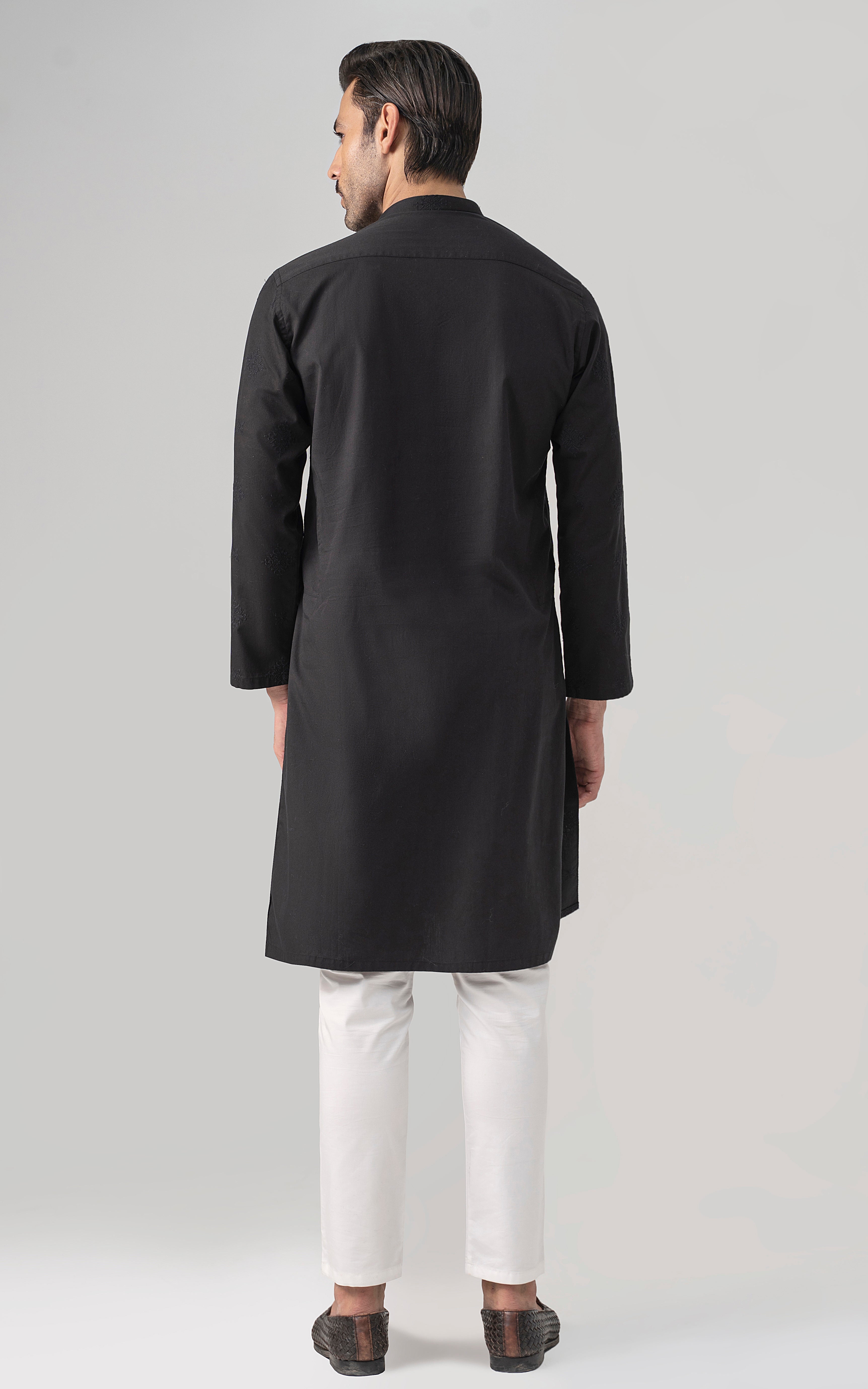 SPRAY EMBROIDERED KURTA- SIGNATURE COLLECTION  BLACK