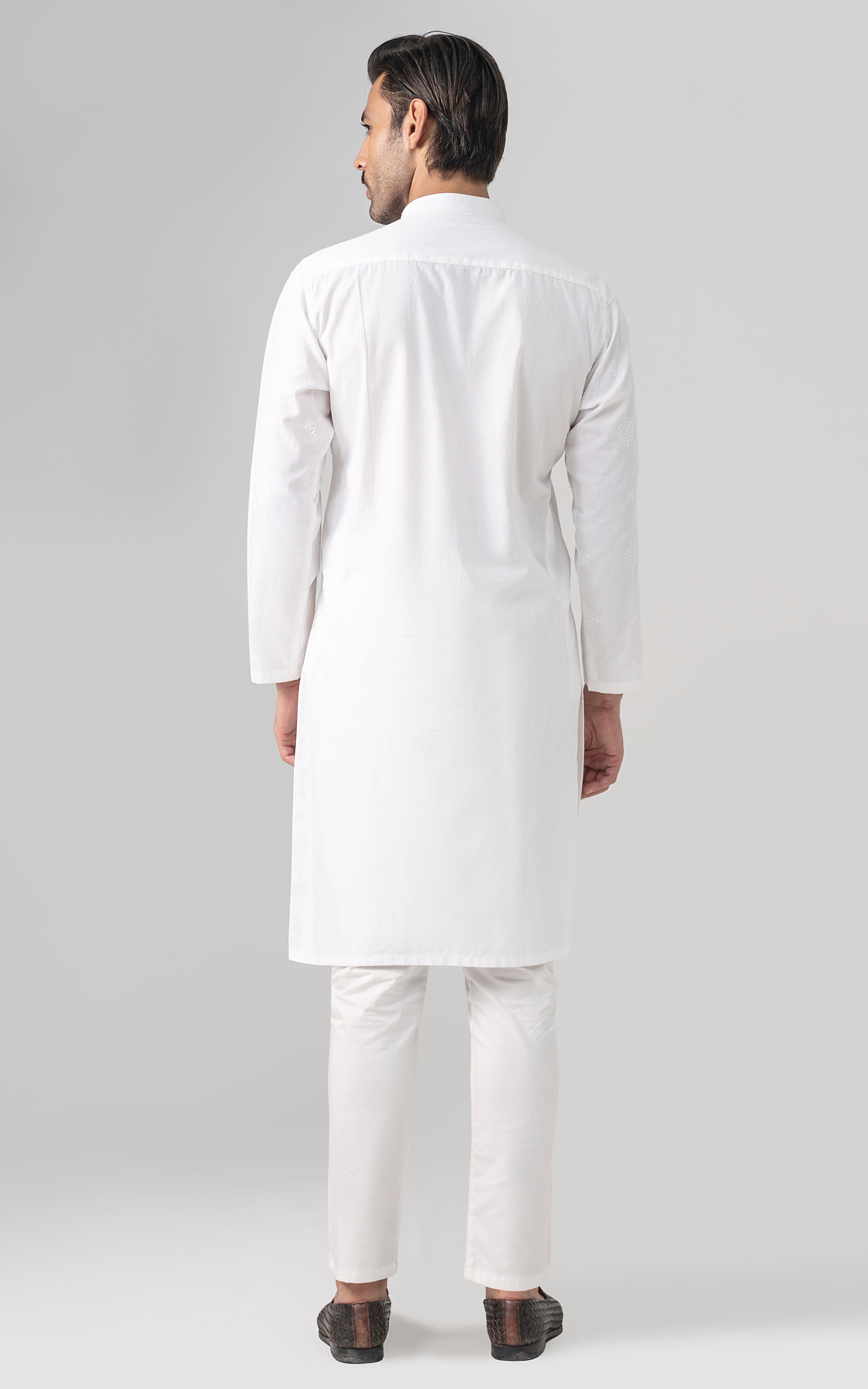 SPRAY EMBROIDERED KURTA- SIGNATURE COLLECTION WHITE